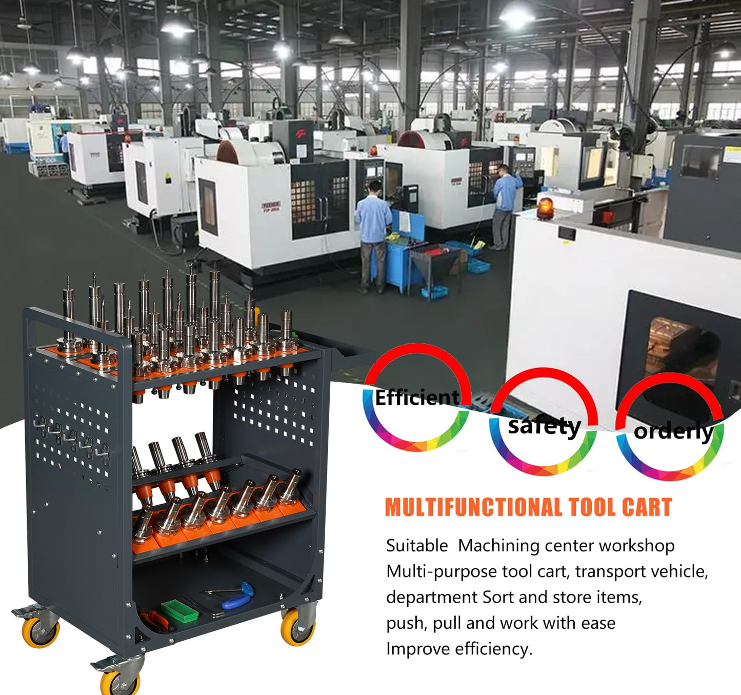 LYREIGN CNC Tool Rack Organizers, Large Capacity CNC Tool Storage Cabinet, CNC Tool Service Cart, Multi-Purpose CNC Tool Holder Vertical Drawer Cabinet for Mechanic Factory Garage