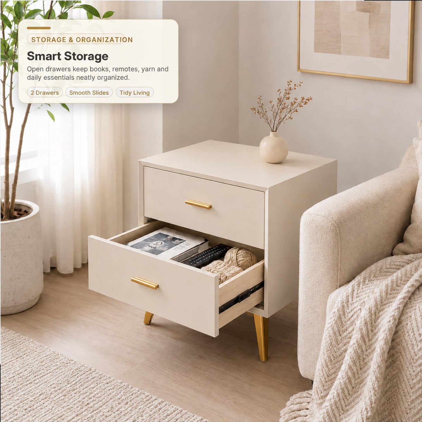 BGEDL Light Luxury Bedside Shelf Premium Wood Bedside Cabinet Microfiber Leather Outsourcing Nightstand Waterproof Bedside Table with Drawer Side Table Multifunctional Storage Cabinet for Bedroom