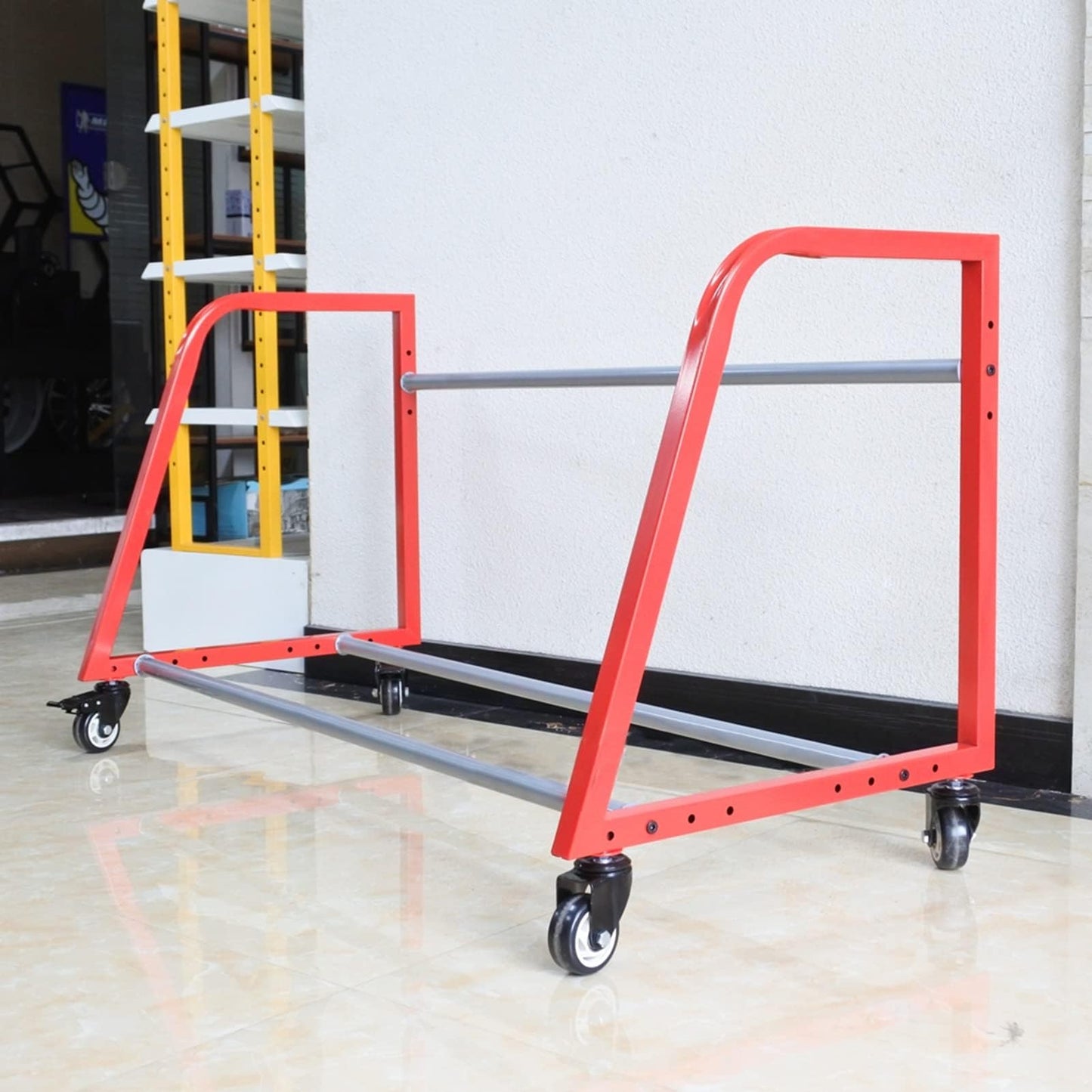 Desirelux Tire Storage Rack ，Rolling Tire Rack, Tire Rack for Garage Red w/4 Swivel Casters for Garage Storage