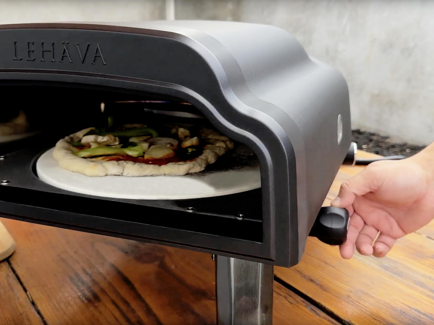 Flame King LEHAVA 14-inch, 360 Degree Rotating Non-Stick Pizza Stone, Portable Outdoor Propane Pizza Oven Countertop with Cover Bag, Piezo Auto Ignition for Camping, Backyard, and Tailgating