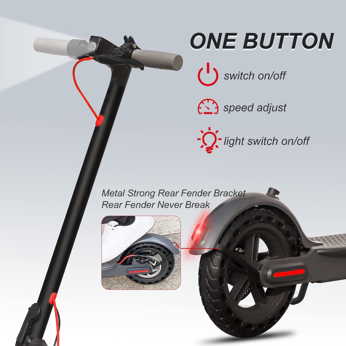 Roinside Scooter for Adults- 8.5" Solid Tires/350W Motor, 19 MPH Digital Display, Up to 21 Miles Long-Range Commuting Folding E-Scooter for Adults with Dual Braking System, App Control