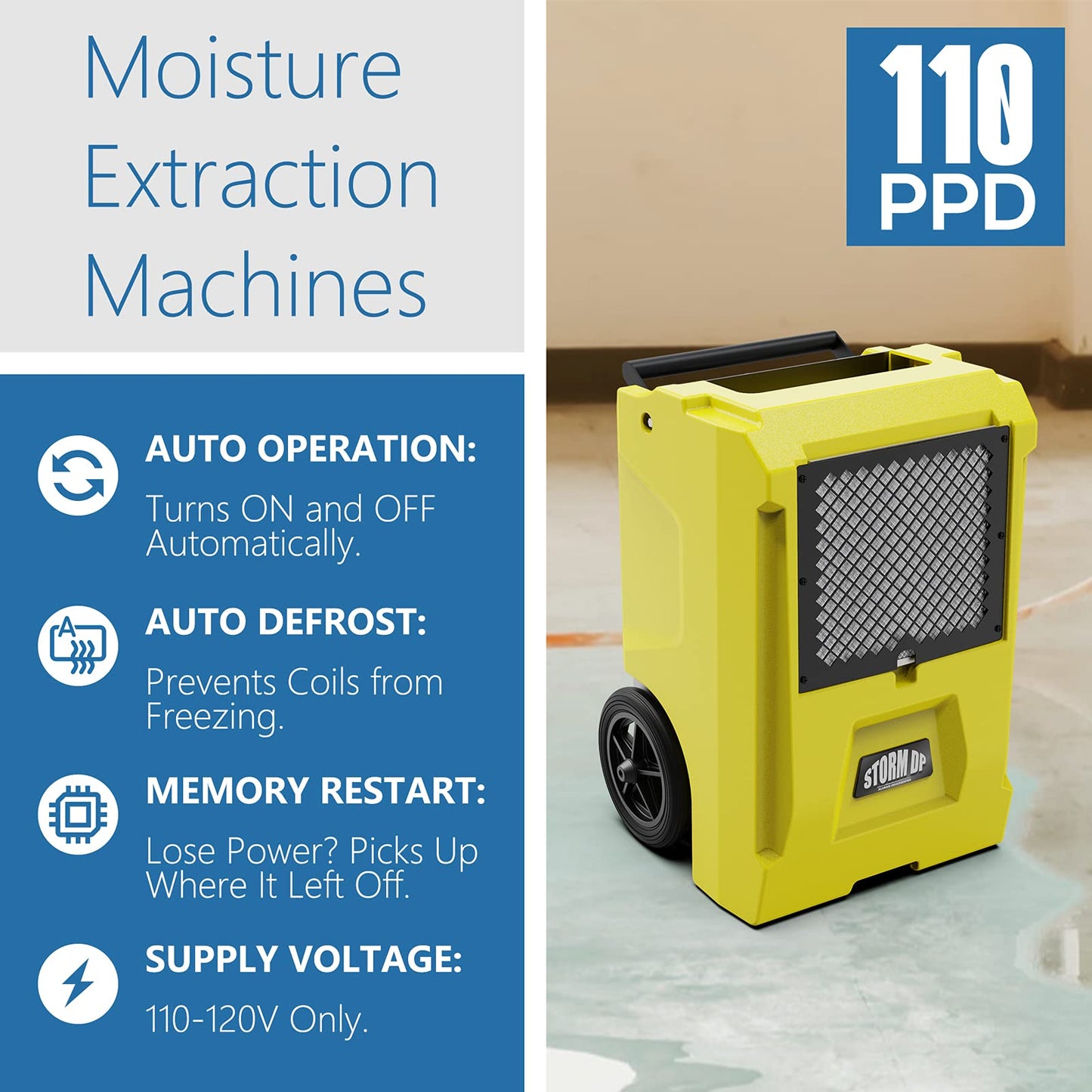 ALORAIR 110 PPD Commercial Dehumidifier with Pump, Basement Dehumidifier Up to 1300 Sq.Ft, Dehumidifier with Drain Hose for Garage,Basements and Flood Repair