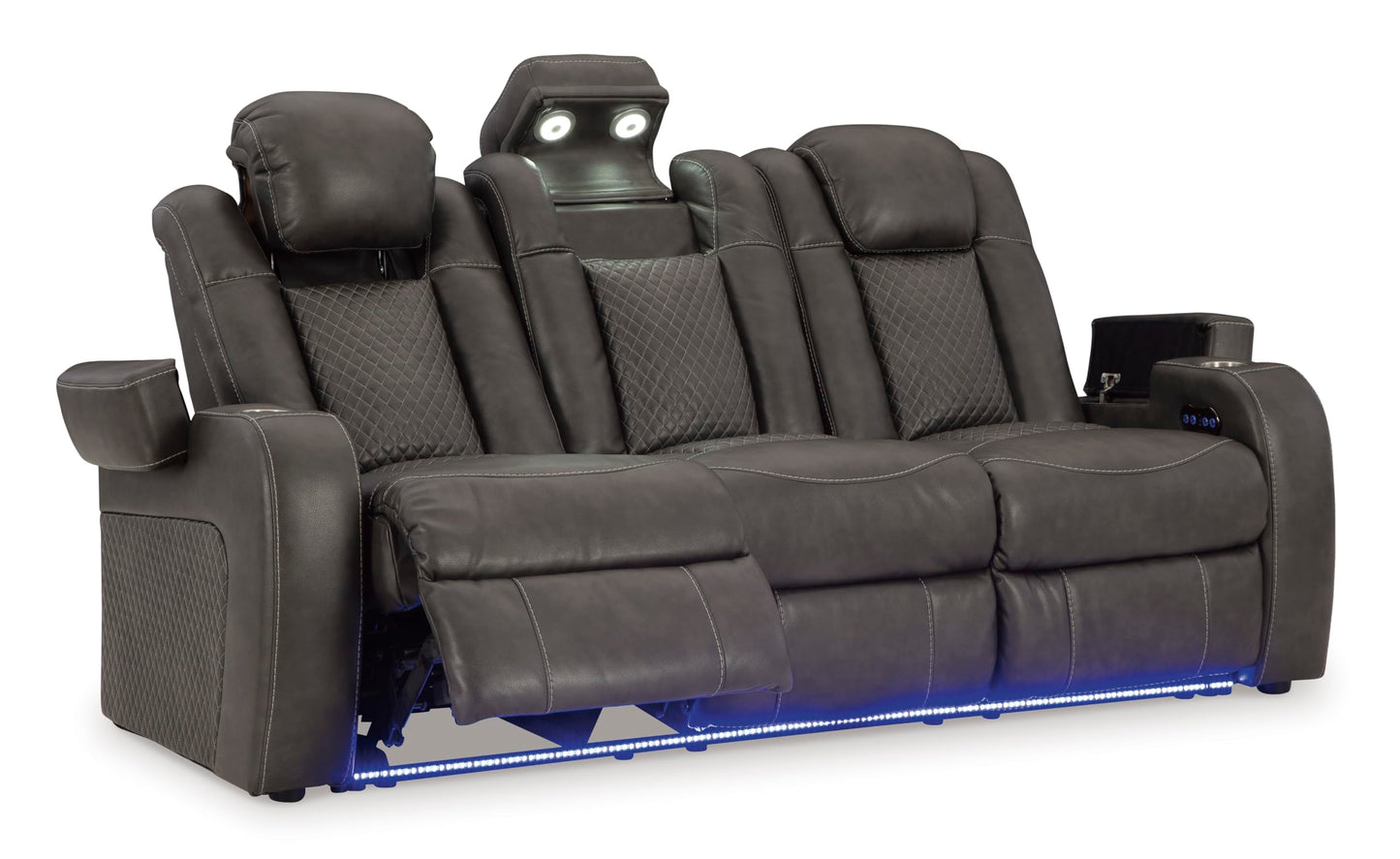 Signature Design by Ashley Fyne-Dyme Contemporary Power Reclining Sofa with USB Charging Ports and Adjustable Headrest, Brown