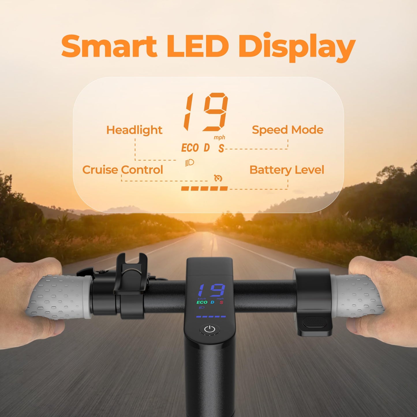 MAXSHOT Electric Scooter for Adults, 8.5" Solid Tires, 350W Motor, 19 MPH, 21 Miles Range, White Folding E-Scooter with App & Dual Brakes
