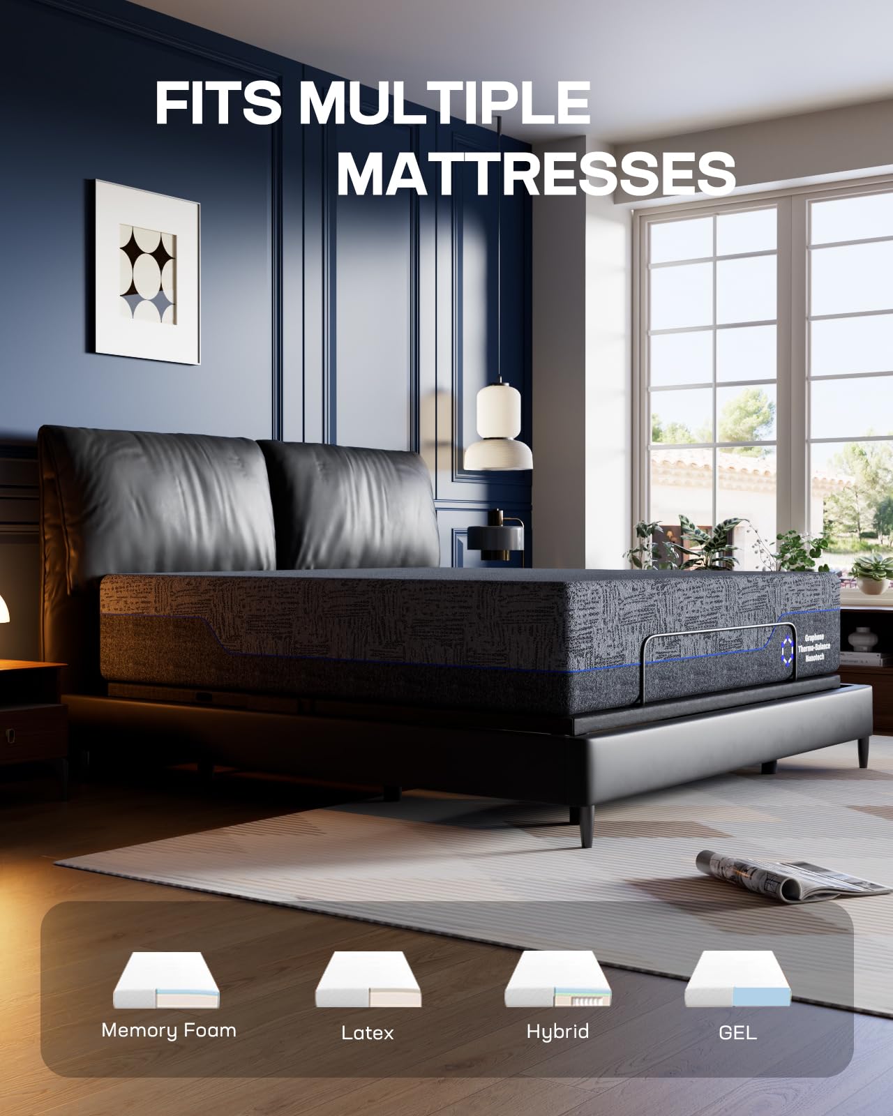 Marsail NS0 Adjustable Base with Mattress Set, Twin XL Adjustable Bed Frame + 14-inch Cooling Gel Memory Foam Mattress, Dual Motor Bed Frame with Wireless Remote, CertiPUR-US Certified