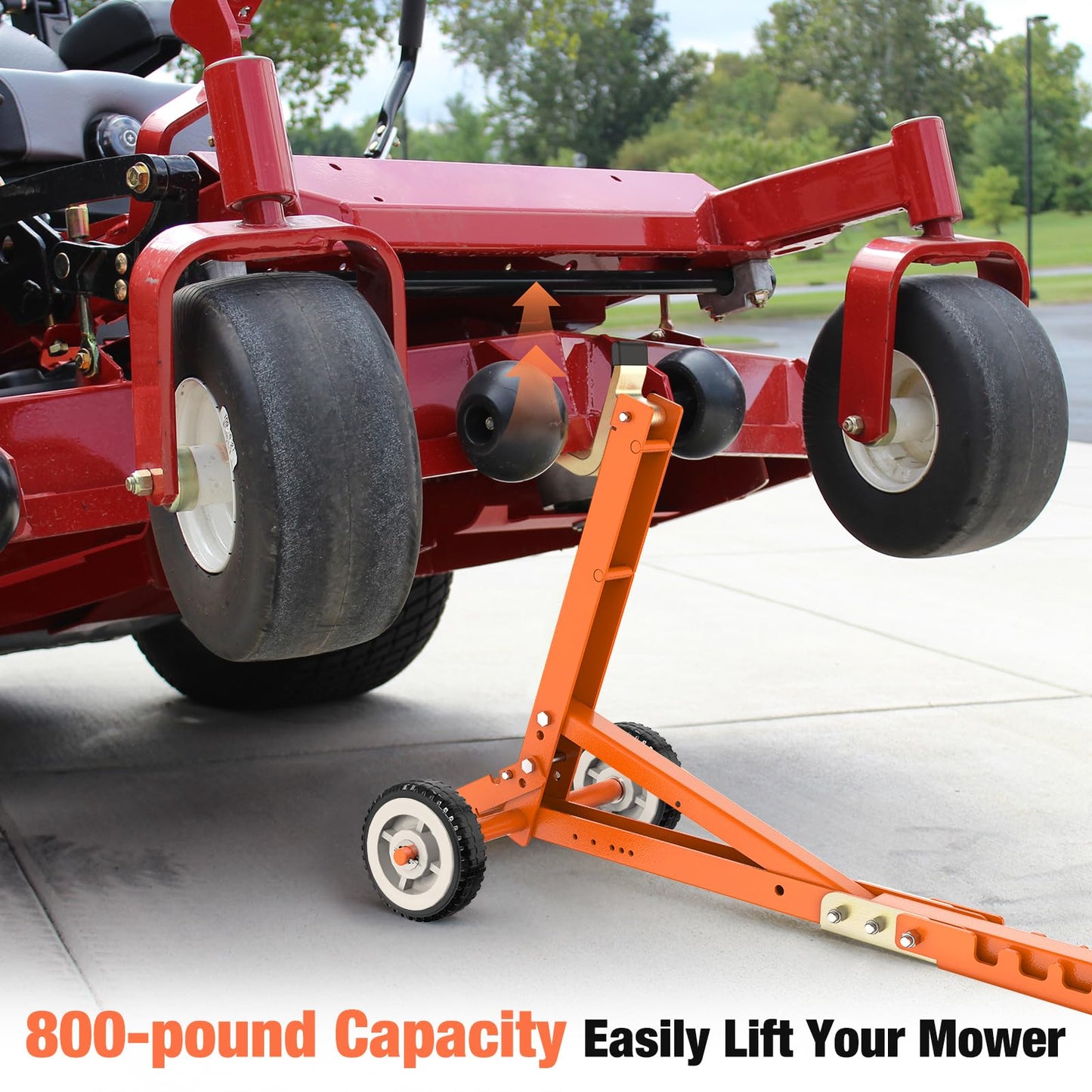 Glosaie Lawn Mower Lift, 800 Lbs Weight Capacity, Stable Mower Lift Jack for Zero Turn Lawn Mower, Riding Lawn Mower and More, Orange