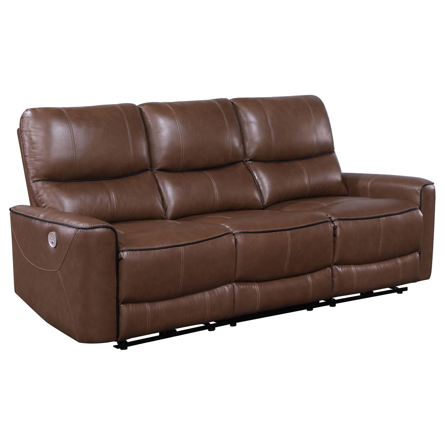 Coaster Home Furnishings - Greenfield - Fabric - Power Reclining Sofa with Built-in USB Port, Tufted Back Cushions, Supportive Seat Cushions - Living Room - 30-Inch - Saddle Brown - 610264P