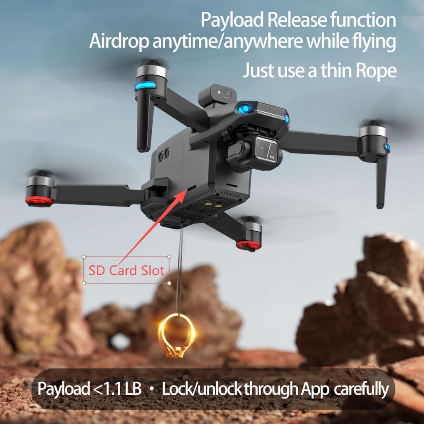 NewUpgraded Tablet Remote Professional Drones with Camera for Adults 4K HD, 360 Obstacle Avoidance, 3 Axis Gimbal, Payload Release, High Wind Resistance, Up to 5 Miles Range, 84 Minutes Long Batteries, Follow Me
