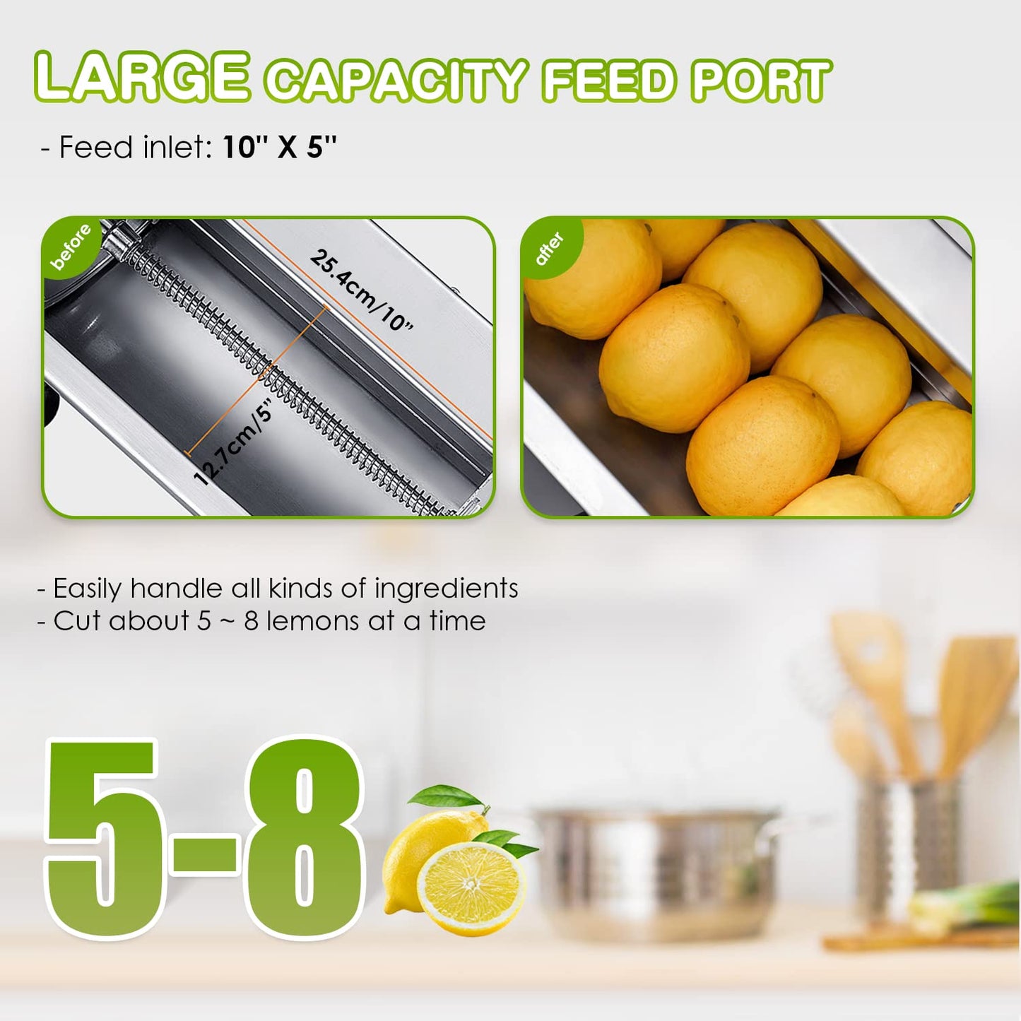NEWTRY Electric Vegetable Slicer Commercial Fruit Slicer Machine 0-10mm (25/64inch) Thickness Adjustable Stainless Steel for Lemon Potato Onion 110V US