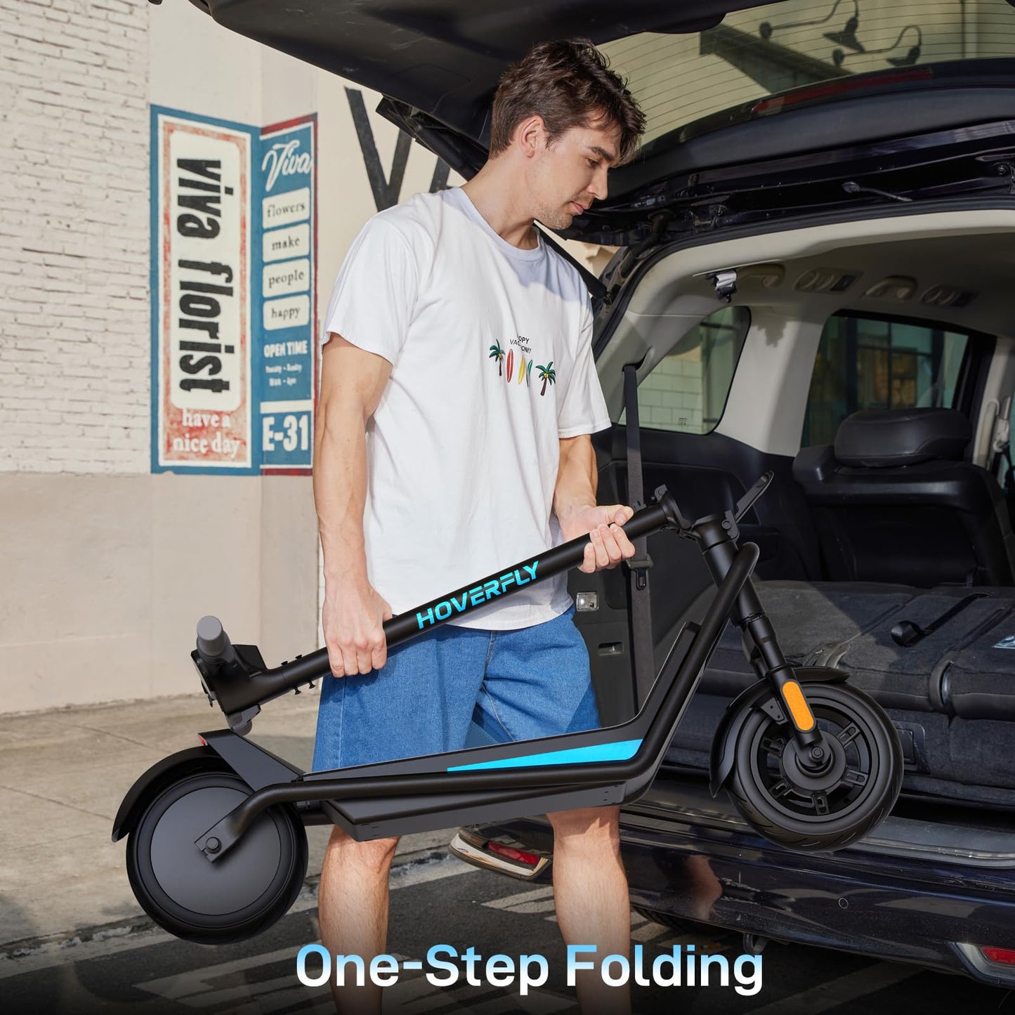 HOVERFLY X3 Electric Scooter for Adults, 10" Solid Tire, Max 18 Mile Range and 20Mph Speed, 500W Motor, with Front Dual Suspension Electric Code Lock, UL2272 Certified Foldable Commuting Escooter