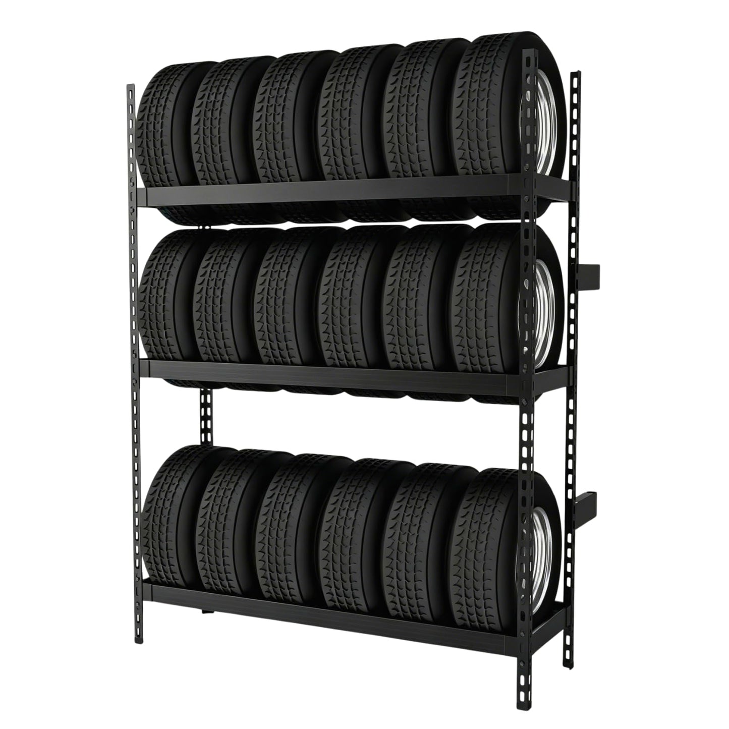 ZUIWAN Wall Mounted 3-Tier Tire Rack, 78" L x 59" H x 18" D Heavy Duty Adjustable Steel Storage Shelf, 2200LBS Capacity with Anti-Tip Kit