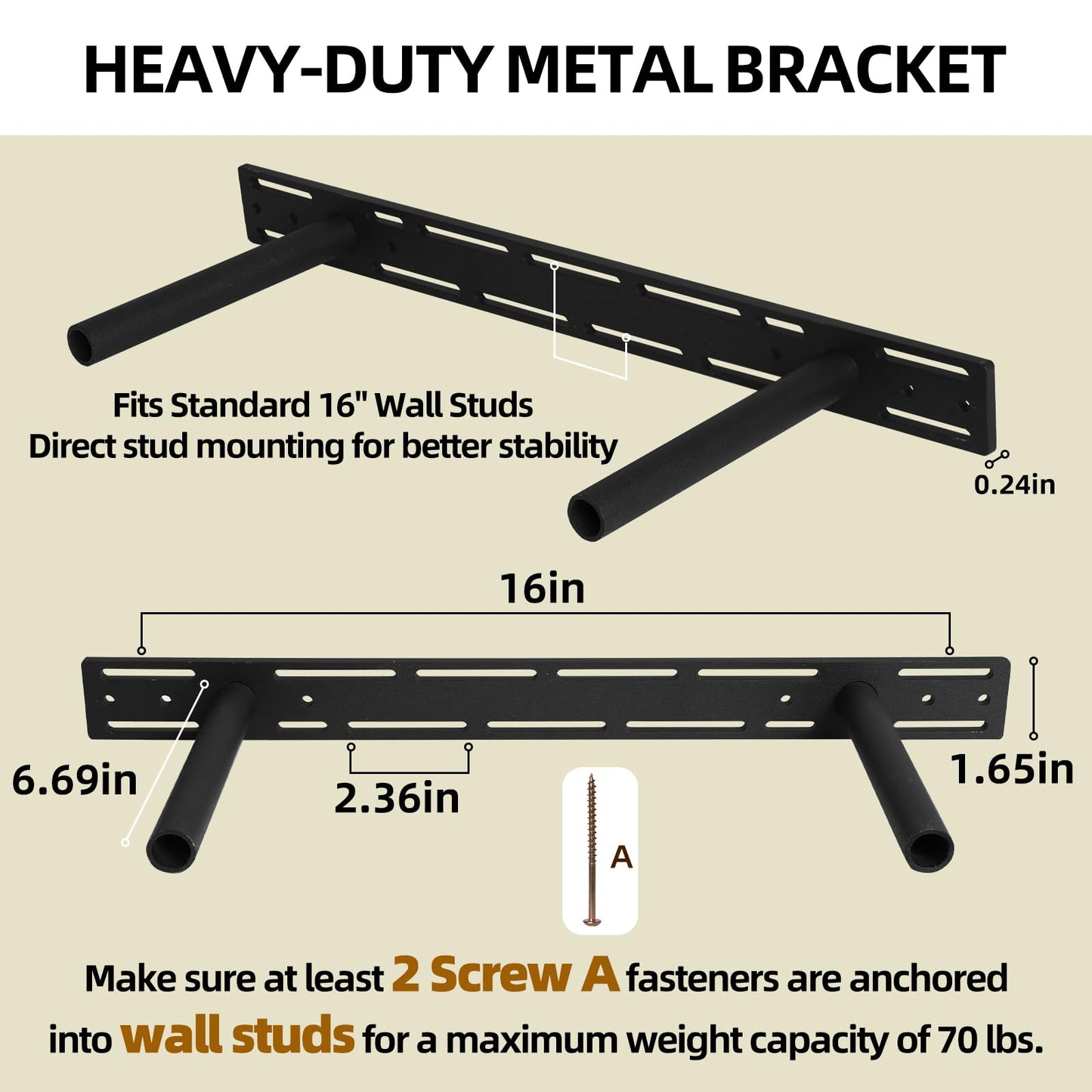BANFFLOW 24 Inch Long x 8.66 Inch Deep Floating Shelves for Wall, Set of 2 High-End Solid Wood Shelves with Sturdy Hidden Brackets, Dark Walnut, for Living Room Kitchen Bathroom Study Room