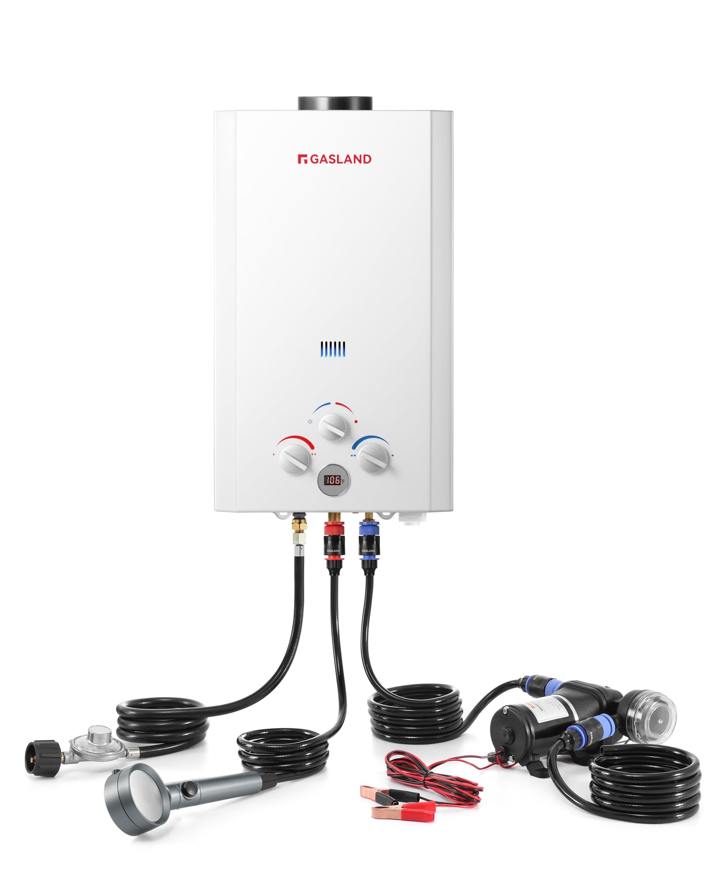 GASLAND 2.64 GPM Tankless Water Heater Propane 10L, Portable Propane Water Heater with Pump & Pipe Strainer for Camping and Off Grid Cabins, Outdoor On Demand Hot Water Heater for Above Ground Pool