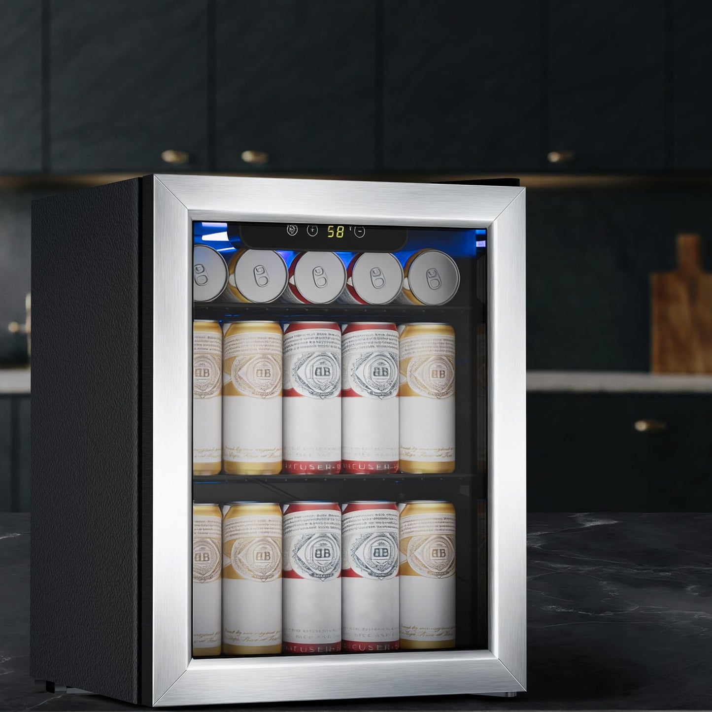 COWSAR 1.7 Cu. Ft Mini Beverage Refrigerator, 68 Cans, 16 Bottles Compact Drink Cooler with Glass Door & Touch Controls for Home, Office Bar