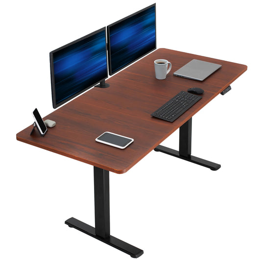 VIVO Electric 71 x 30 in Standing Desk, Memory Height Adjustment, 1B Series, Holds 220 lbs, Dark Walnut Top Black Frame, DESK-KIT-1B7D