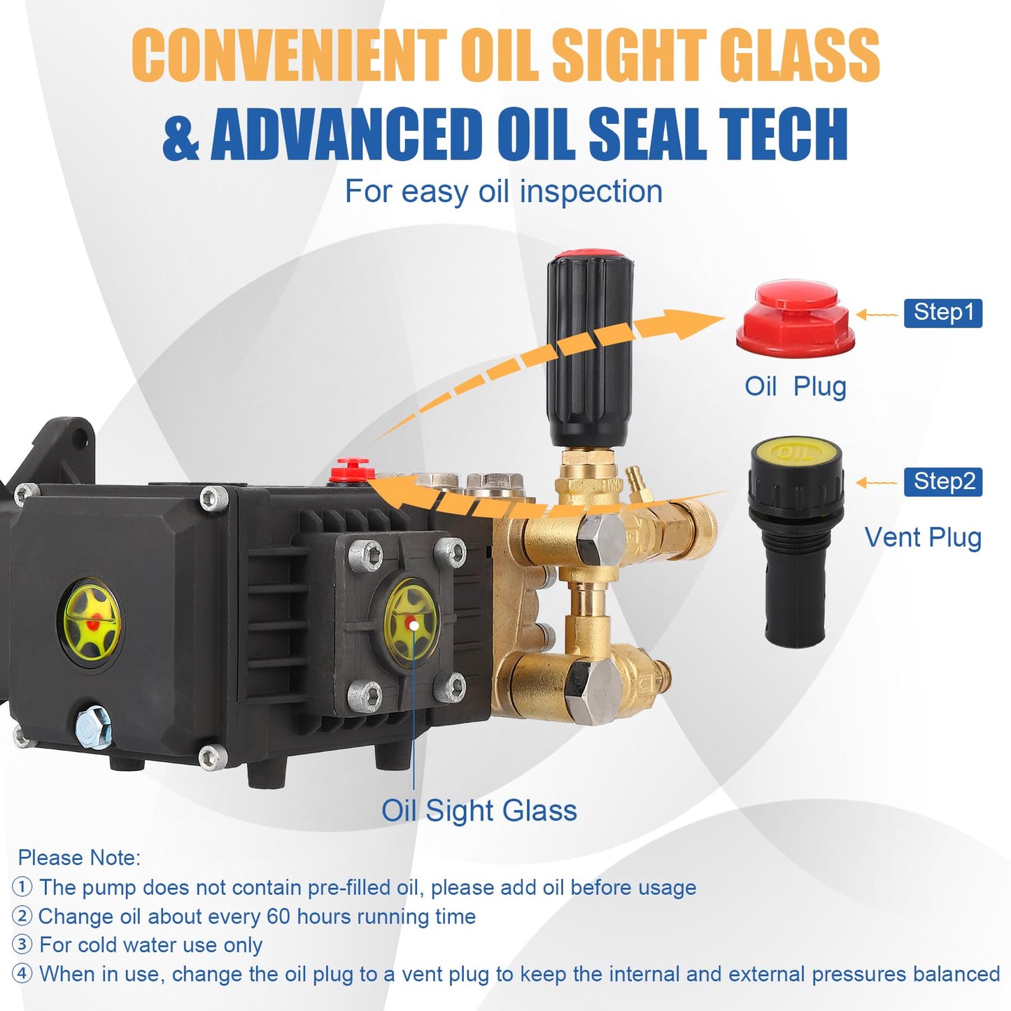4000 PSI Power Washer Pump, 4.4 GPM, 1" Horizontal Shaft, Heavy-Duty Triple Plunger, Universal Replacement for Gas Pressure Washer Pumps, Adjustable Valve, Fits Most Major Models, Complete Kit