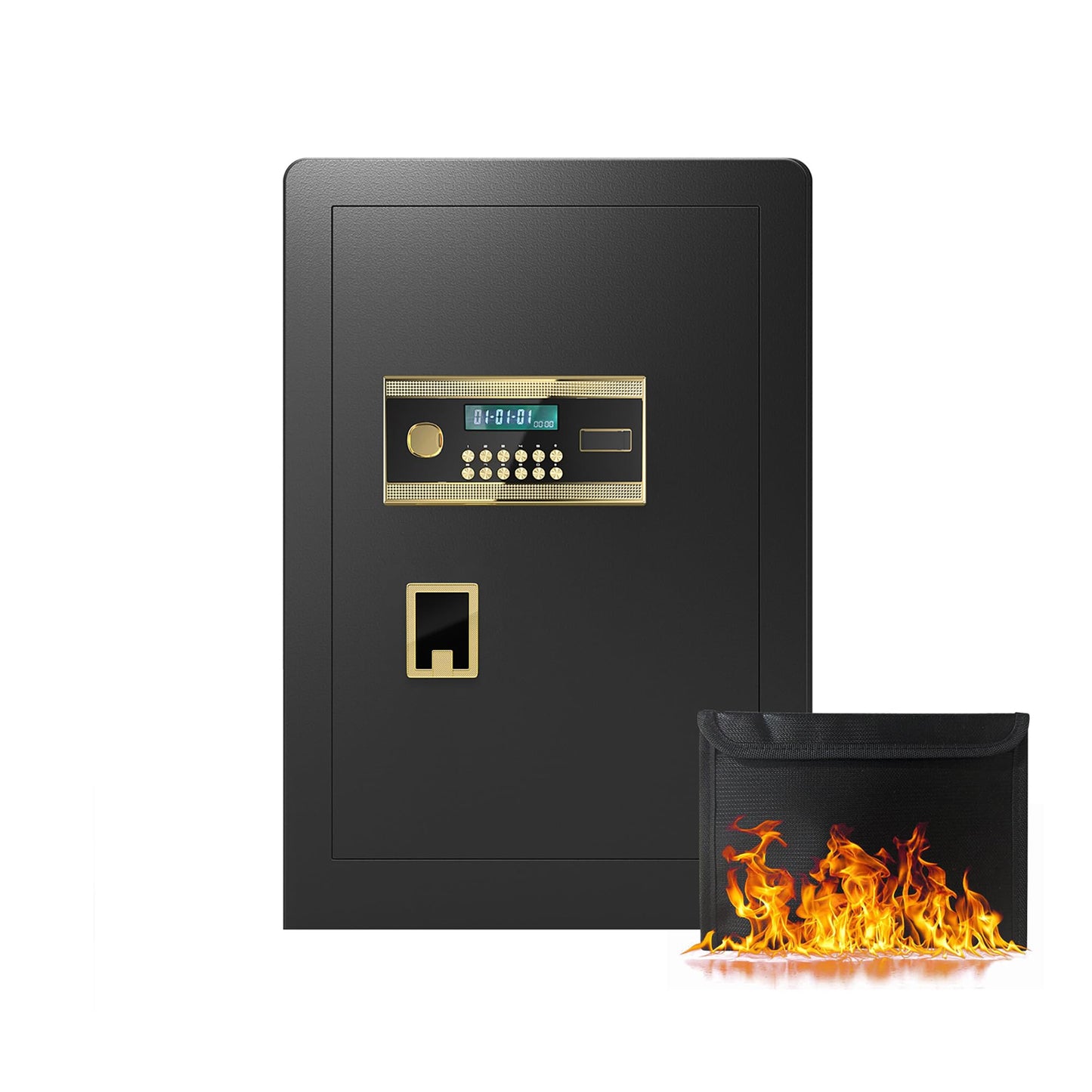 Gareinwuds Large Electronic Digital Security Safe Box, 2 Cubic Ft Fireproof Waterproof Safe with Private Inner Cabinet, Hidden Code, Adjustable Shelf, Dual Alarm, Wall Mount for Home, Office, Hotel