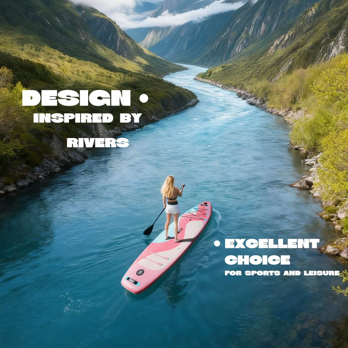 Quashley Inflatable Stand Up Paddle Board - All-Round SUP for Yoga,Fishing,Touring | Portable,Stable,Lightweight with Non-Slip Deck & Paddle for Beginners & Family Fun Berry
