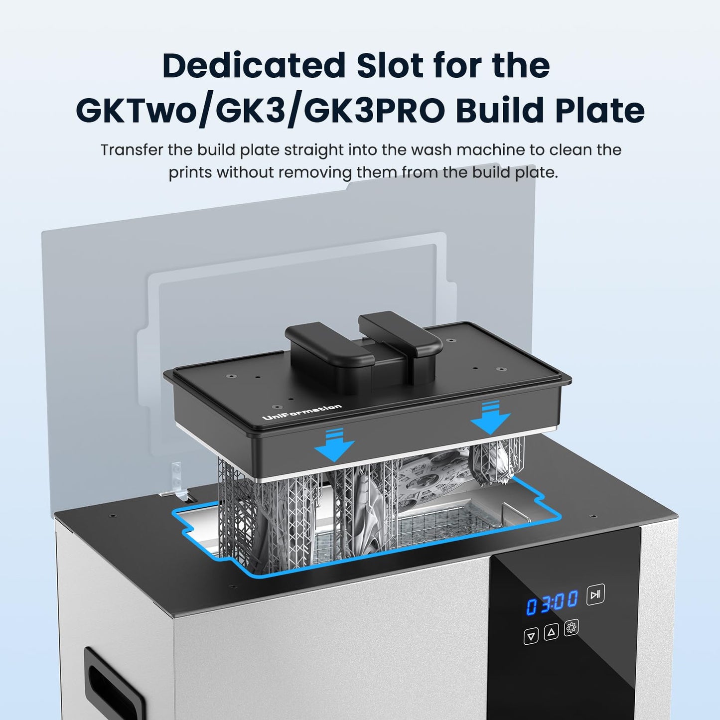 Uniformation Wash Machine Compatible with Resin 3D Printer, Wash Station for LCD/DLP/SLA 3D Printed Models, Resin Washer Cleaner Washing Size 9.3" x 5.5" x 8.3"