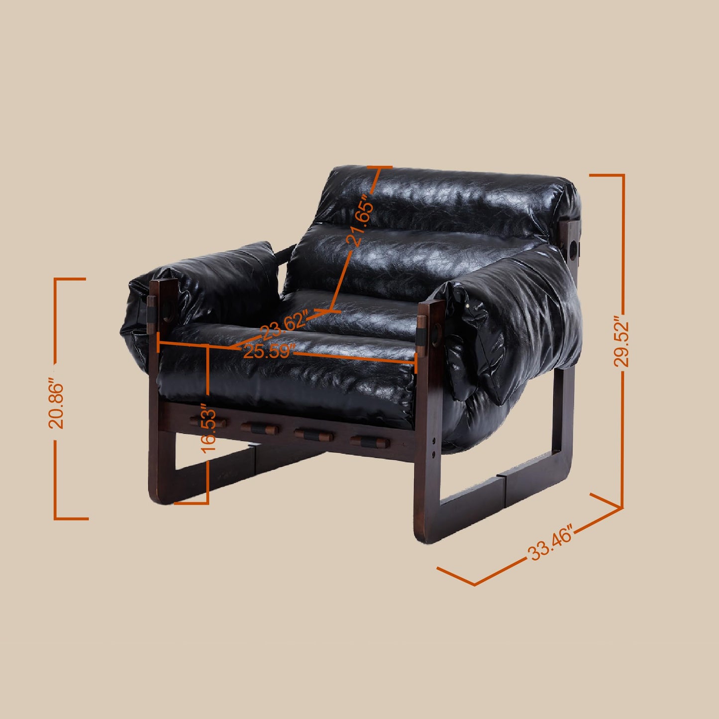 GDFStudio Aogex Oil Waxed Leather Lounge Sofa, Accent Chair, Leather Club Chair, Armchair with Removable Pillow, Comfort Chaise Lounge, Single Reading Sofa for Living Room Bedroom Home, Black