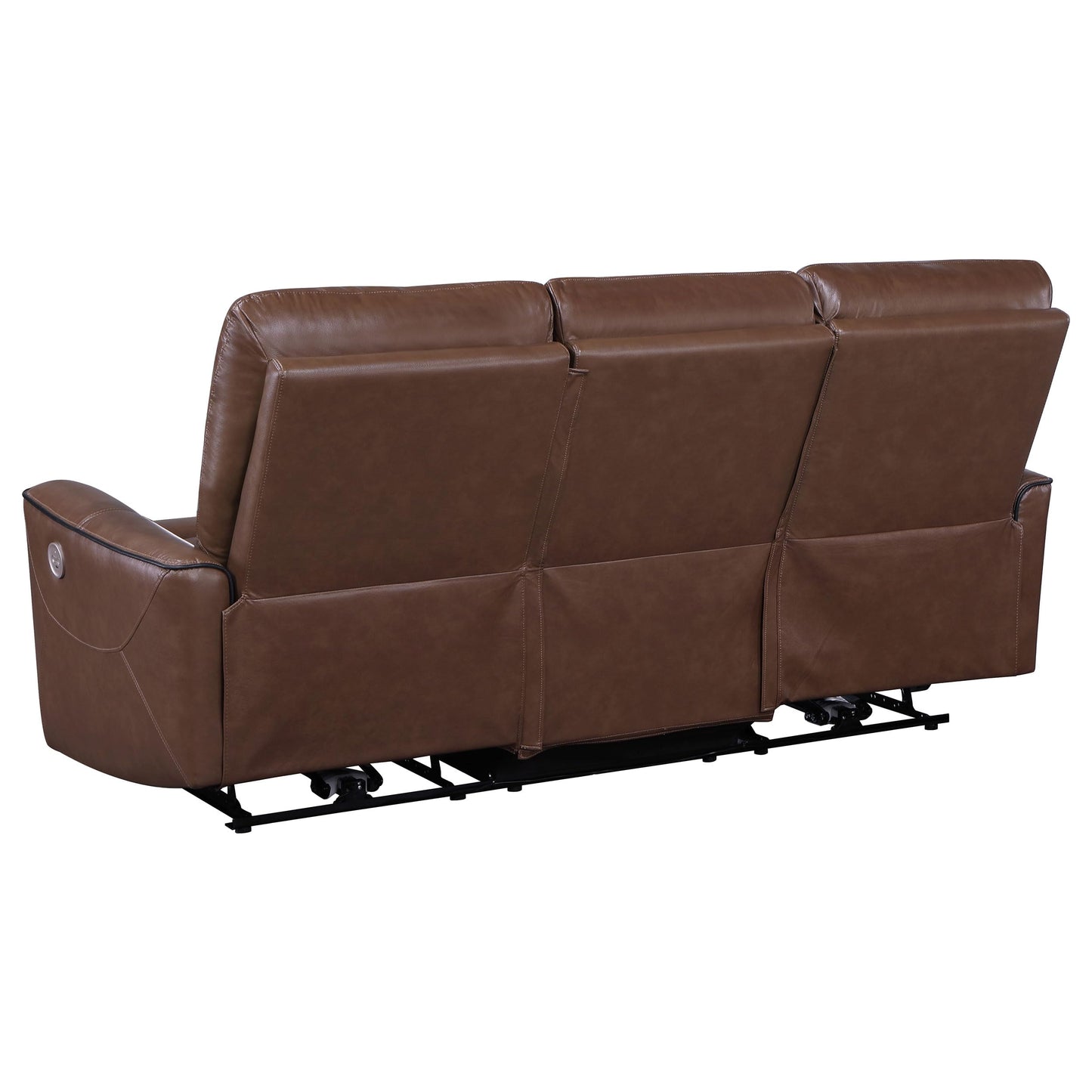 Coaster Home Furnishings - Greenfield - Fabric - Power Reclining Sofa with Built-in USB Port, Tufted Back Cushions, Supportive Seat Cushions - Living Room - 30-Inch - Saddle Brown - 610264P