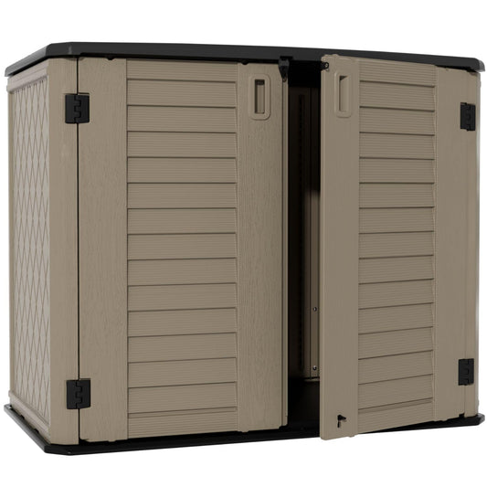 ZZM 4x2.5 FT Outdoor Storage Shed, Resin Waterproof Storage Cabinet for Garden Tools with Lockable Lid,Latch (Coffee)
