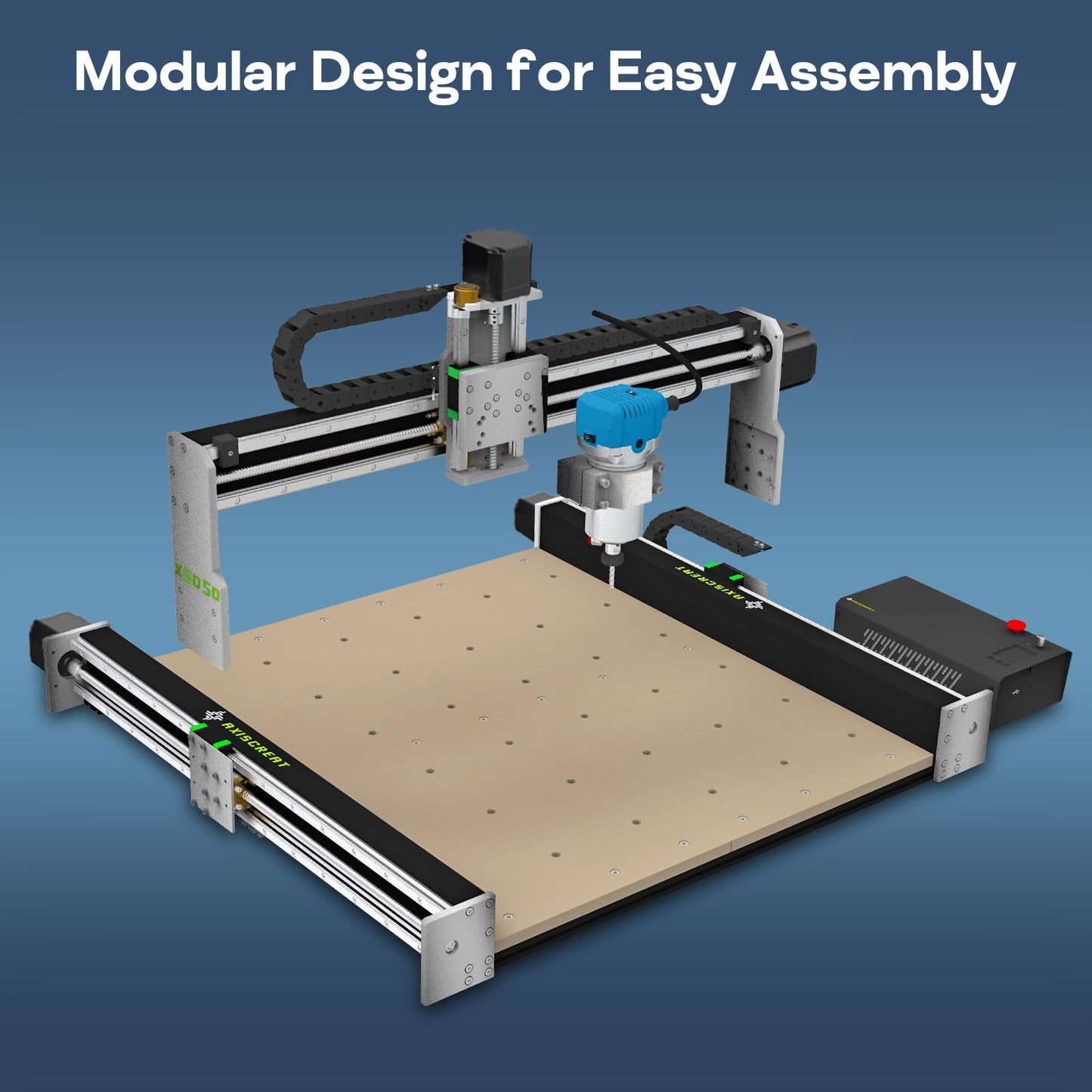 Axiscreat 5050 CNC Machine with Linear Rails Ball Screws on 3-Axis, 710W Trim Router Spindle Engraving Milling Machine for Wood Acrylic Aluminum Cutting