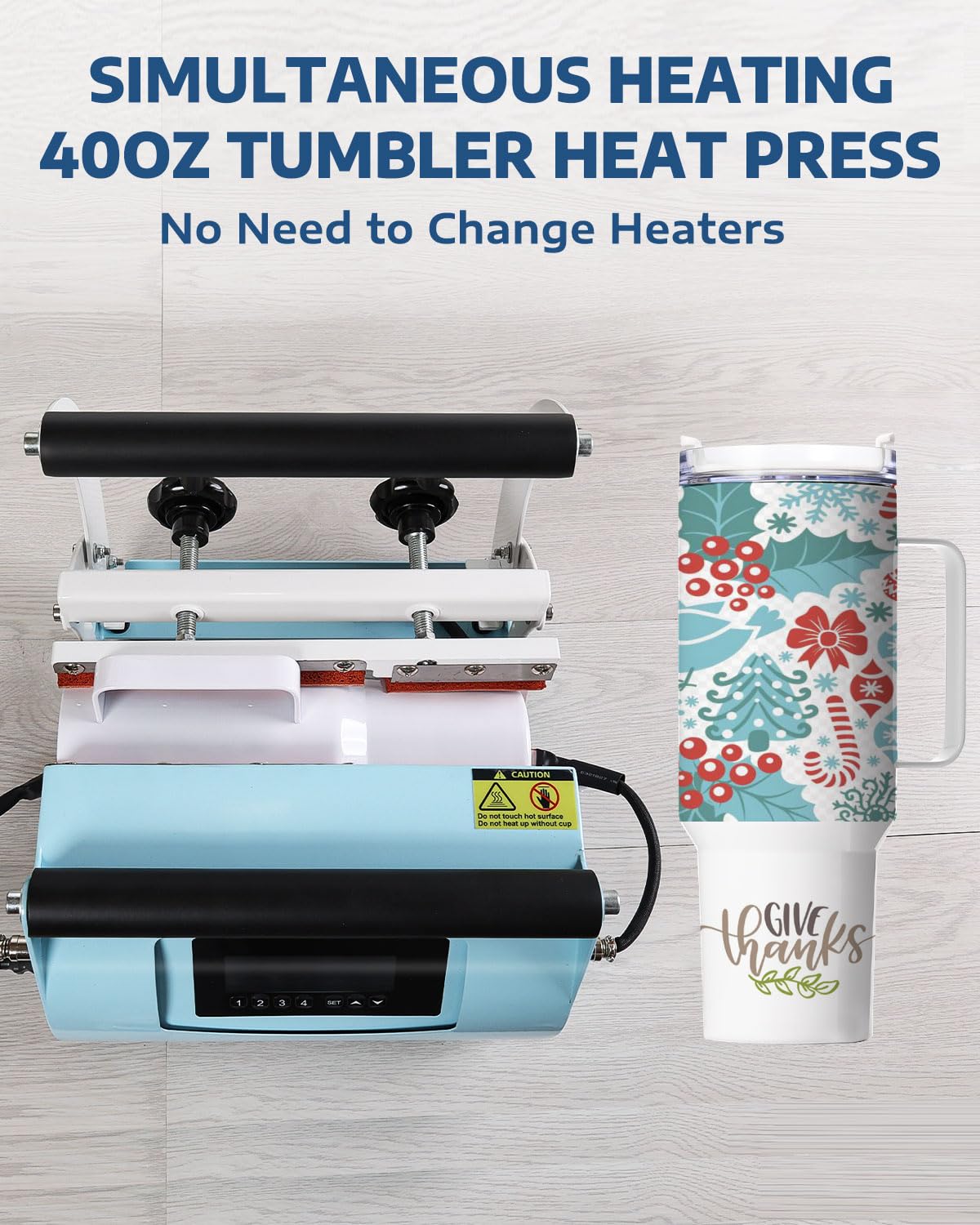 OFFNOVA 2 in 1 Dual 40 OZ Tumbler Heat Press Machine Double Station Combo Mug Heat Press Machine for 30oz 40oz Tumbler Top and Tapered Bottom Full Wrap Sublimation Printing