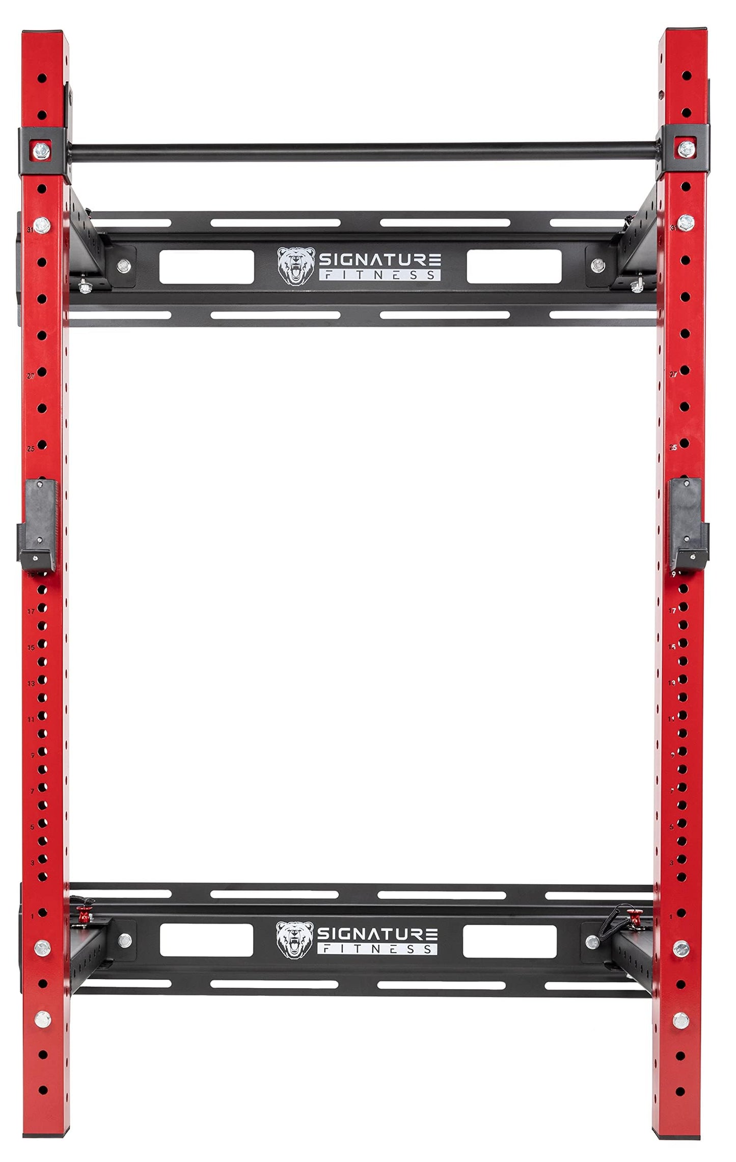 Hulkfit 3x3 Wall-Mount Foldable Power Cage with Pull-Up Bar & J-Hooks - Space-Saving Home Gym Rack - Black