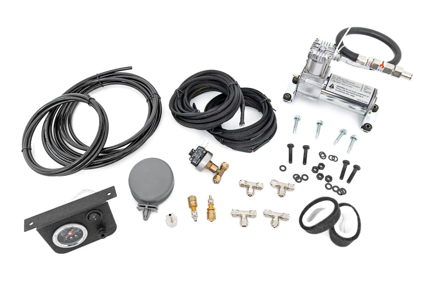 Rough Country Onboard Air Bag Compressor w/Gauge | Air Spring Compressor - 10100 Silver