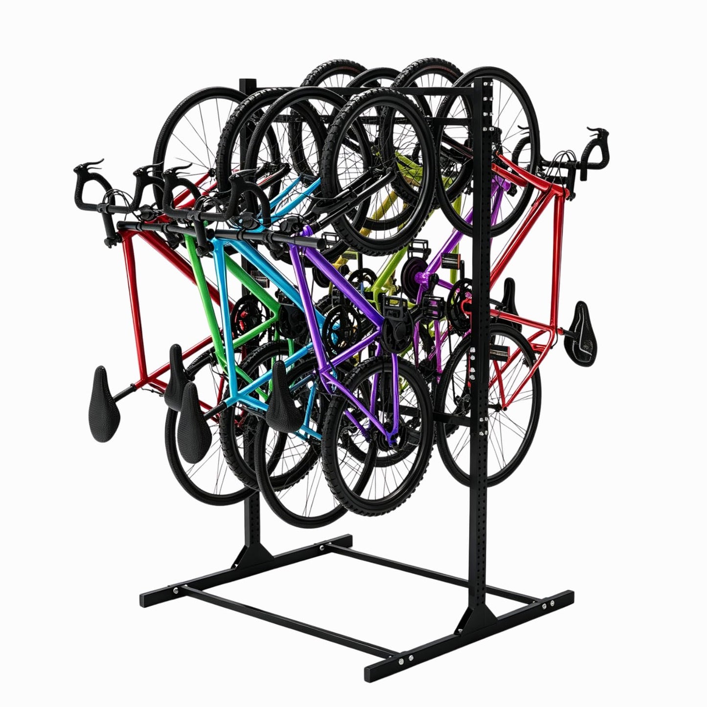KAXIWEI Vertical Bike Rack for Garage | Heavy-Duty Freestanding Storage System Holds 8 Bikes - Ideal for Road, Mountain, Hybrid, and Kids Bikes | Supports Up to 300 lbs