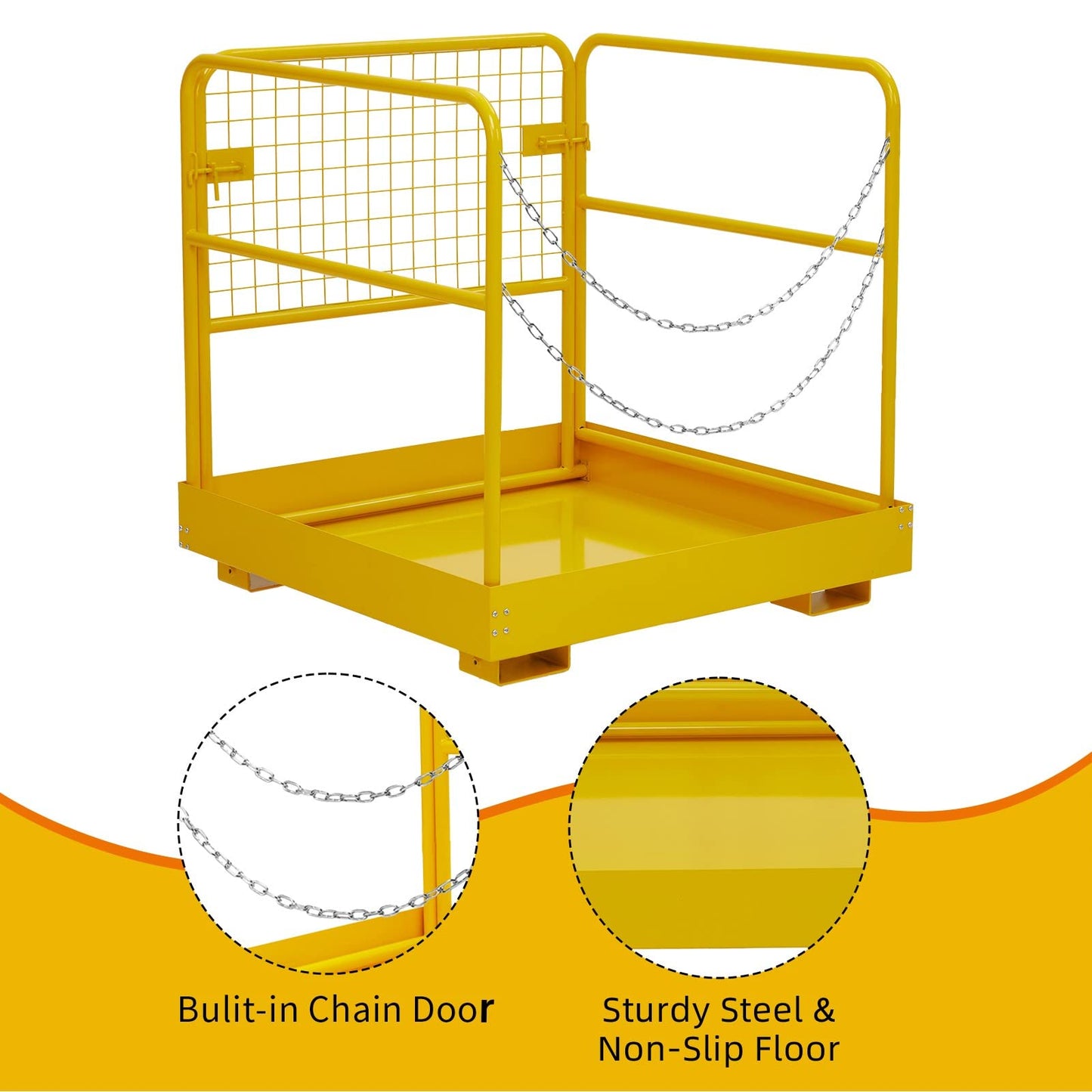 Towallmark Forklift Safety Cage 36"x36" for 1 or 2 People, Forklift Man Basket 1200 Lbs, Foldable Forklift Work Platform for Changing Lights, Painting, Roof Repair, Tree Service
