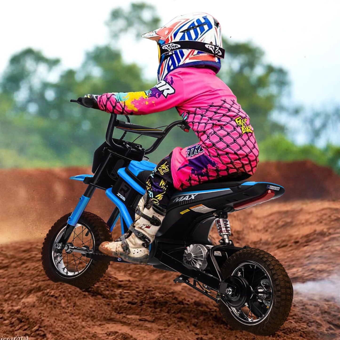 24V 350W Electric Dirt Bike for Kids – 3-Speed Modes, 14.29MPH Max Speed, ASTM-Certified Safe Motorcycle with Shockproof Suspension, Best Gift for Boys & Girls