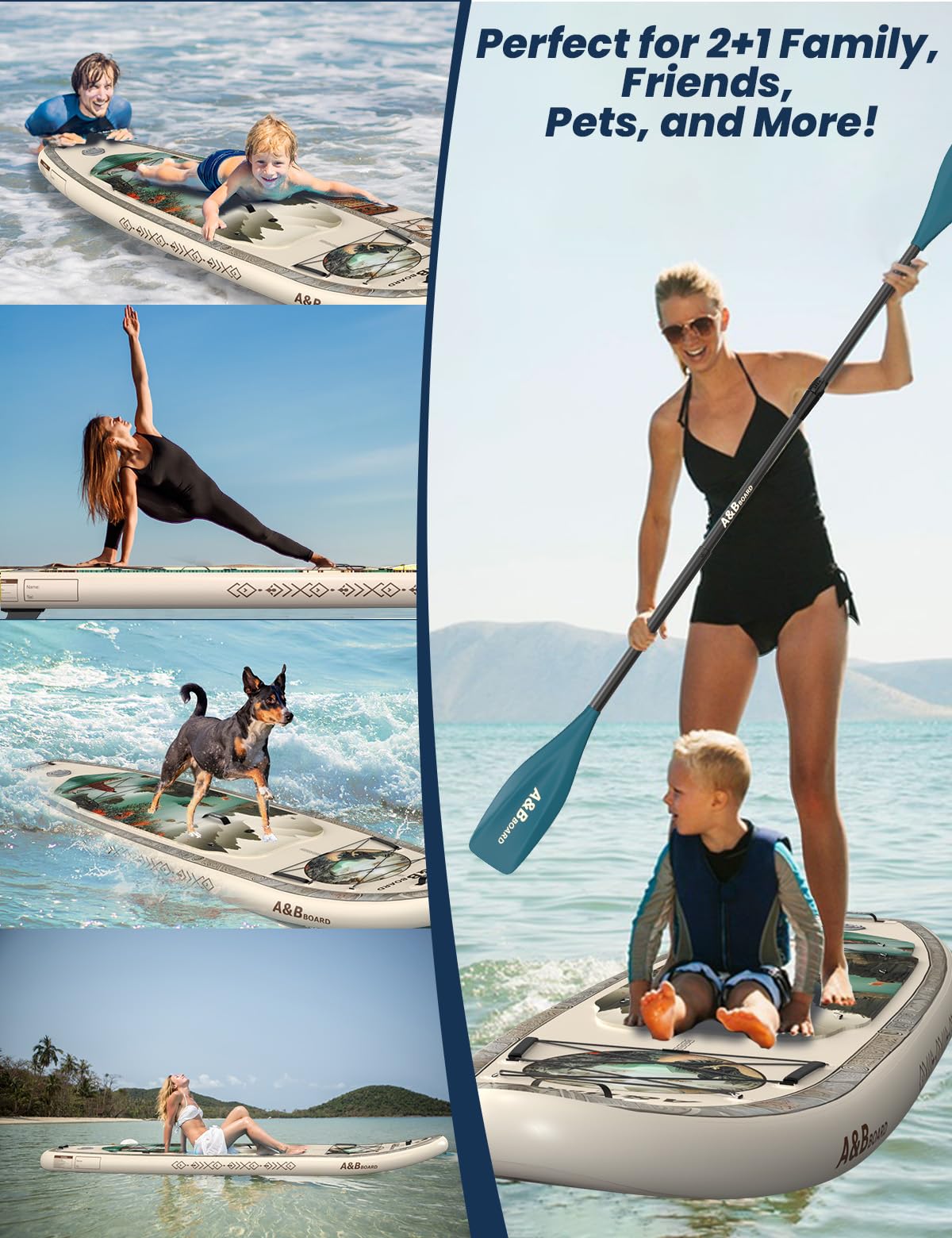 ABBOARD Inflatable Stand Up Paddle Board 11 Ft Extra Wide Fishing Paddleboard with Sup Accessories for Beginner Adults Youth