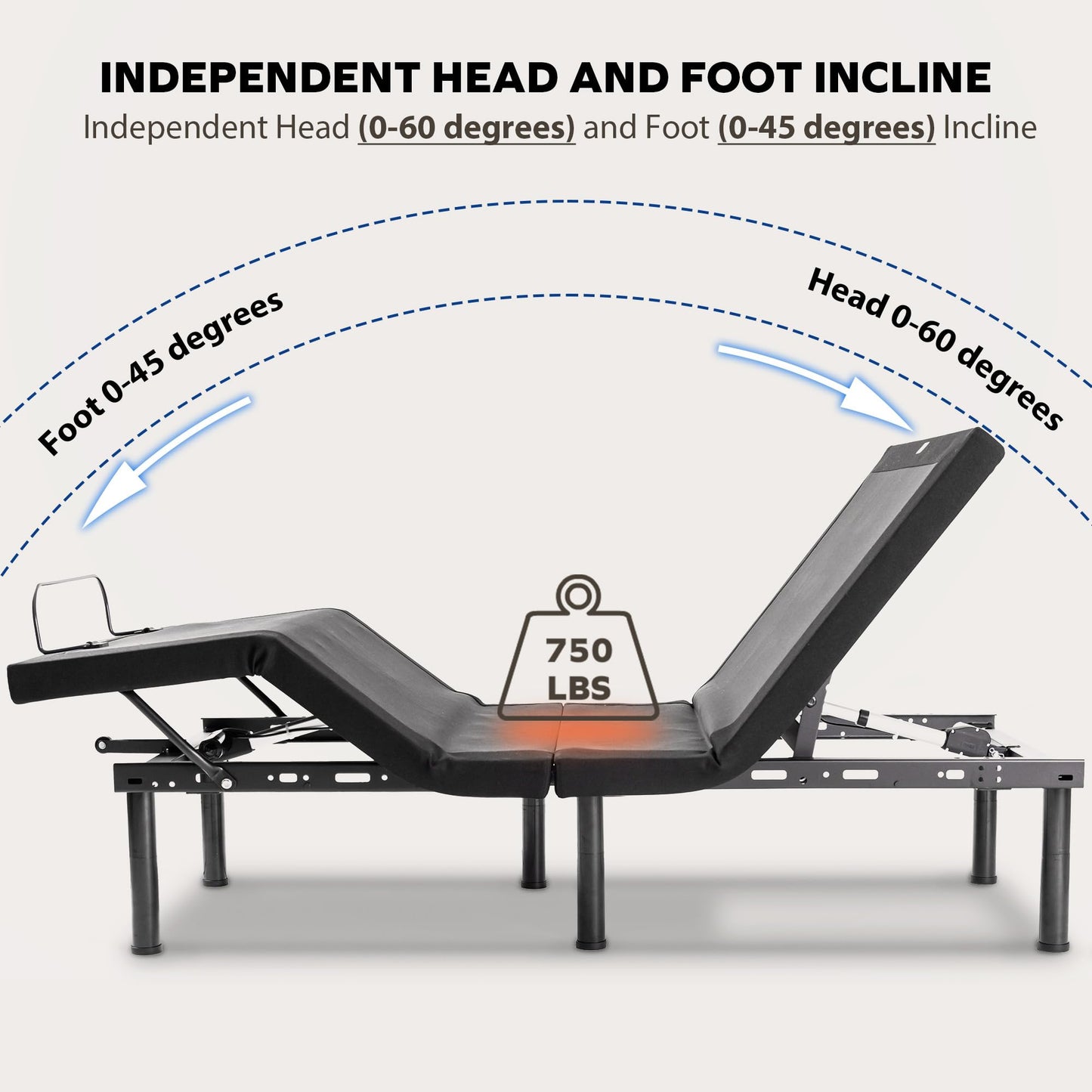 MLILY EGOHOME Split King Adjustable Bed Frame and 14 inch Memory Foam Mattress, Wireless Remote Adjustable Bed Base with 12" Adjustable Legs and Head and Foot Incline, Zero Gravity, Easy Assembly