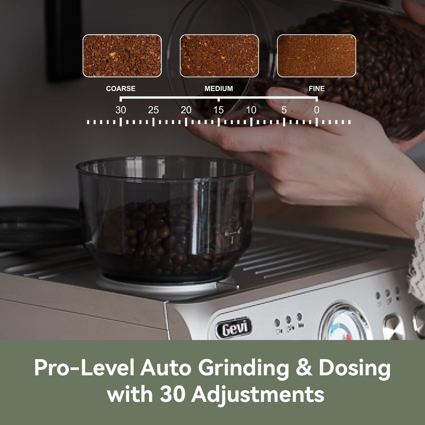 Gevi Dual Boiler Espresso Machine, Built-in Coffee Grinder, 58mm Commercial Portafilter, Professional Steam Wand, 31 Grind Levels, Stainless Steel Silver Home Barista Coffee Maker