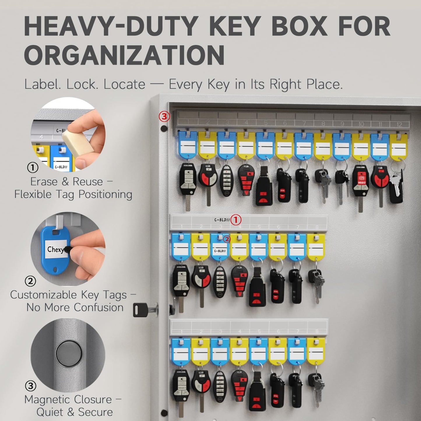 WeHere 56 Keys Lock Box, Key Management Cabinet Key with Drop Slot, APP Bluetooth, Digital Keypad, & WiFi Unlock, Access Log Tracking, Key Return Box for Hotel, Car Dealerships, Office, School