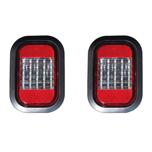 All Star Truck Parts 25 LED Reverse/Backup Light with Red Reflector Grommet & Pigtail, Qty 2, Size 5inx3in, Color Red