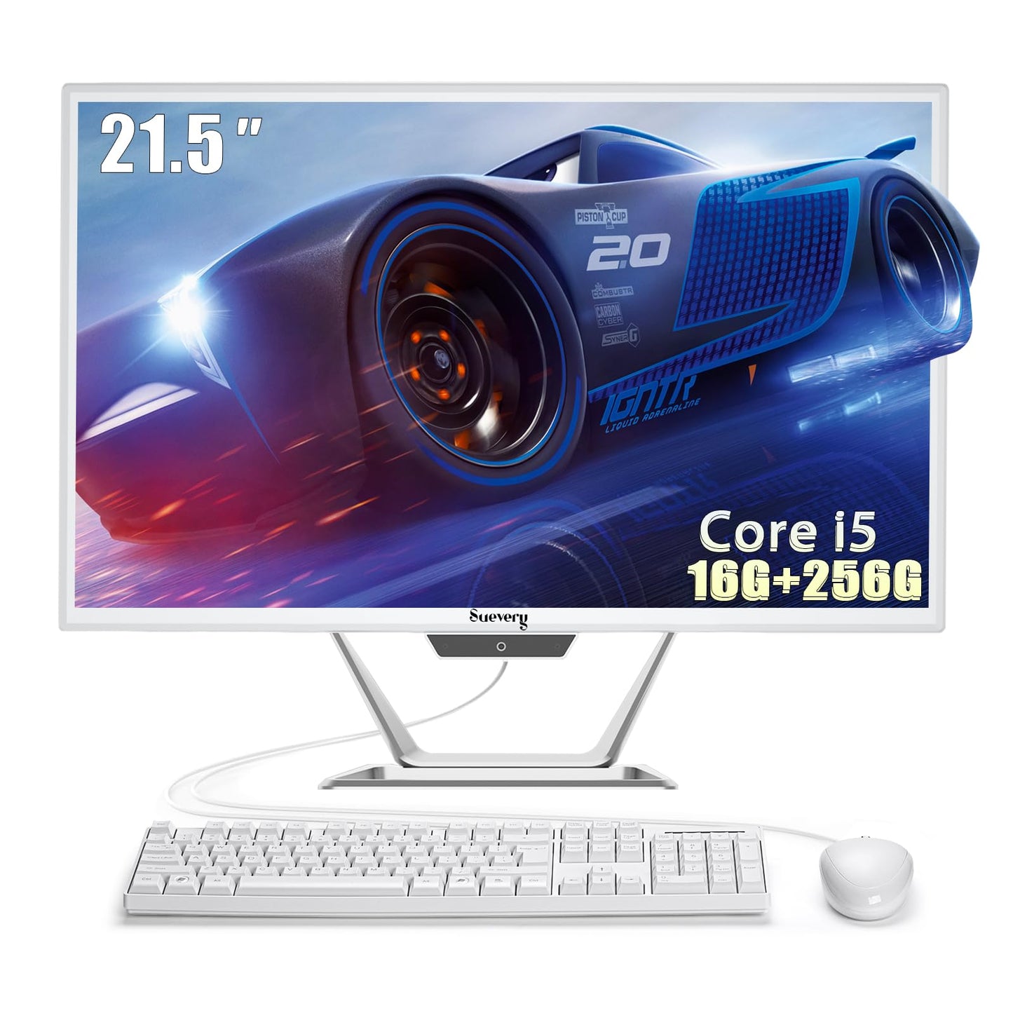 suevery All-in-One Desktop Computer Wi-Fi6 Gaming All in One Business PC White Business AIO Home Office Includes Keyboard & Mouse (I5-16G-256G)