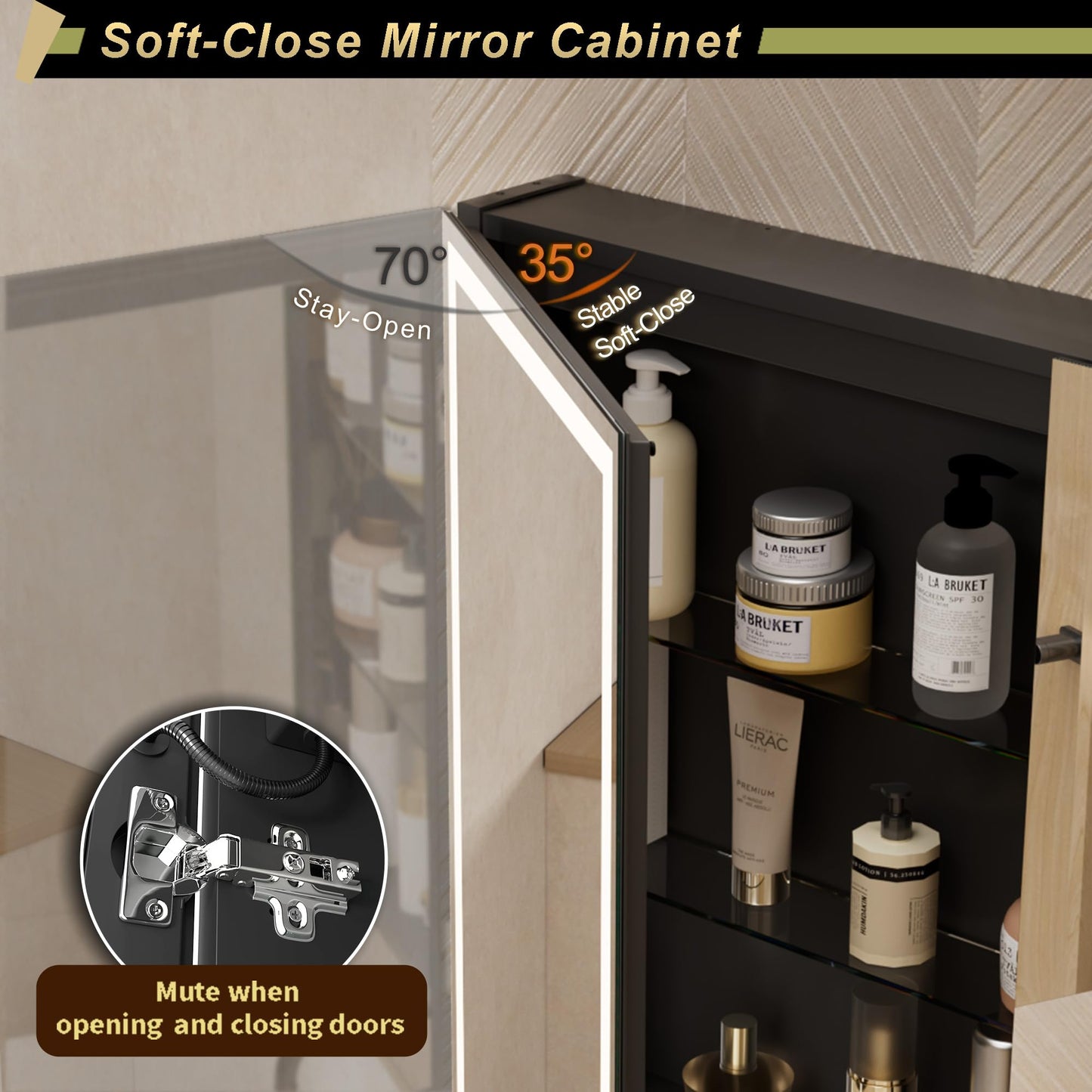 GANPE LED Lighted Bathroom Medicine Mirror Cabinet with Sockets & USBs, Anti-Fog Dimmable Light and Color Adjustment, Easy to Install Aluminum Cabinet (30 * 28 Two-Door)