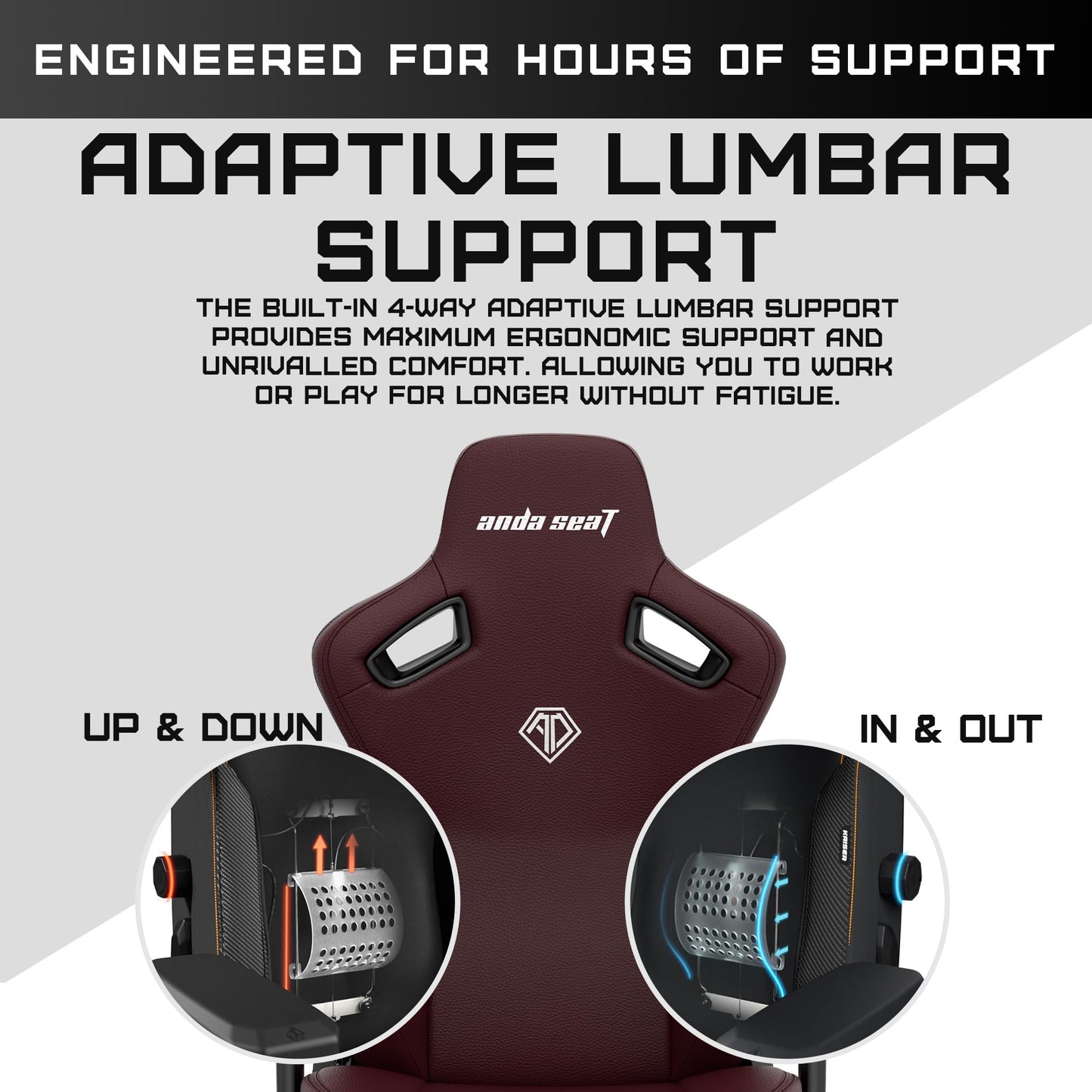 Anda Seat Kaiser 3 Large Gaming Chair for Adults - Ergonomic Maroon PVC Leather Gaming Seat with Lumbar Support, Comfortable Office Chair with Neck Support - Heavy Duty Wide Computer Seat