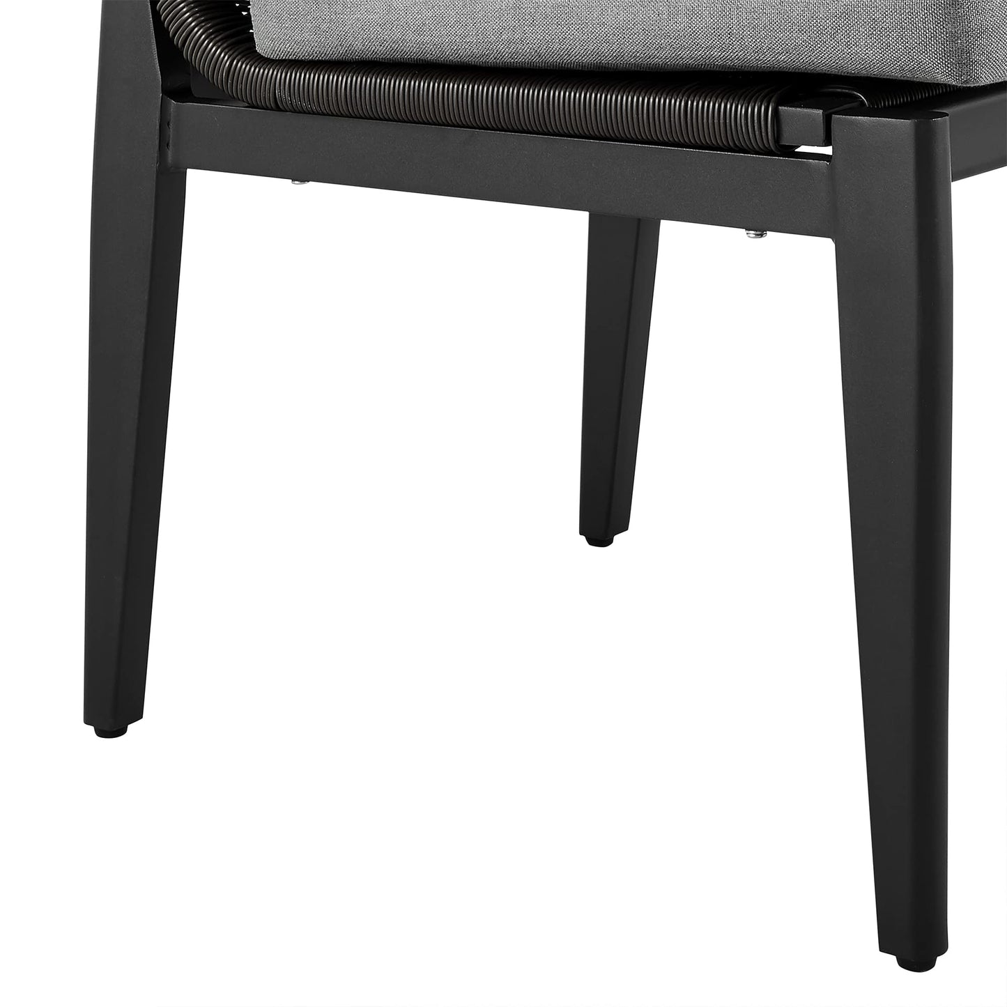 Armen Living Grand Outdoor Patio Dining Chairs in Aluminum with Grey Cushions - Set of 2