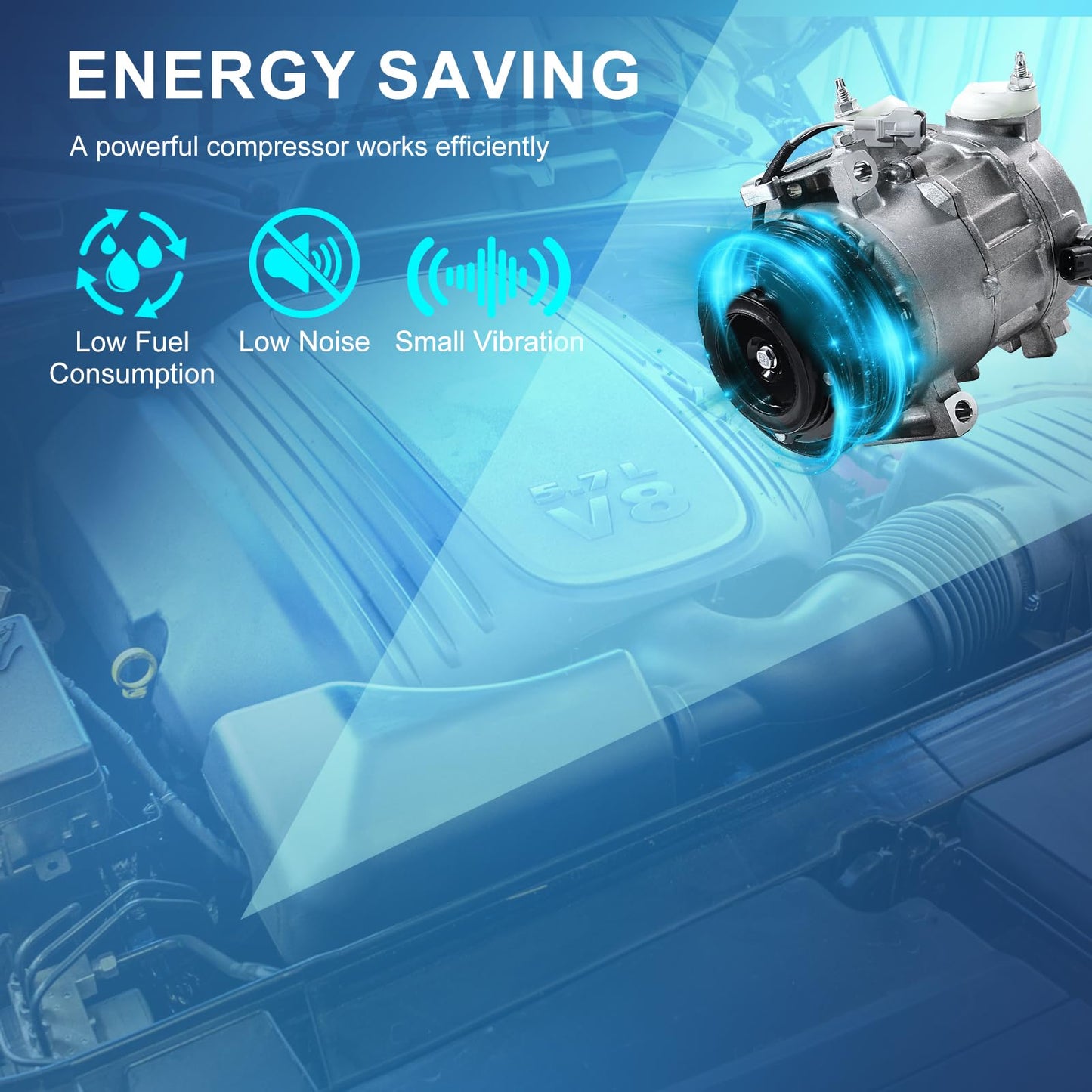 Jaxivo 198340 Air Conditioning A/C Compressor Compatible with 14-23 Chrysler 300 5.7L/6.4L,15-23 Challenger/Charger 5.7L/6.2L/6.4,21-23 Ram 1500,Air Conditioner Compressor Replace CO29209C,68158259AH