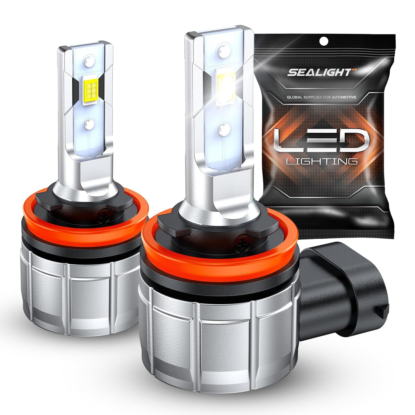 SEALIGHT H11 LED Fog Light Bulbs, 600% Brightness, 360? Illumination, Cool White 6500K, Model F4 H9, Pack of 2