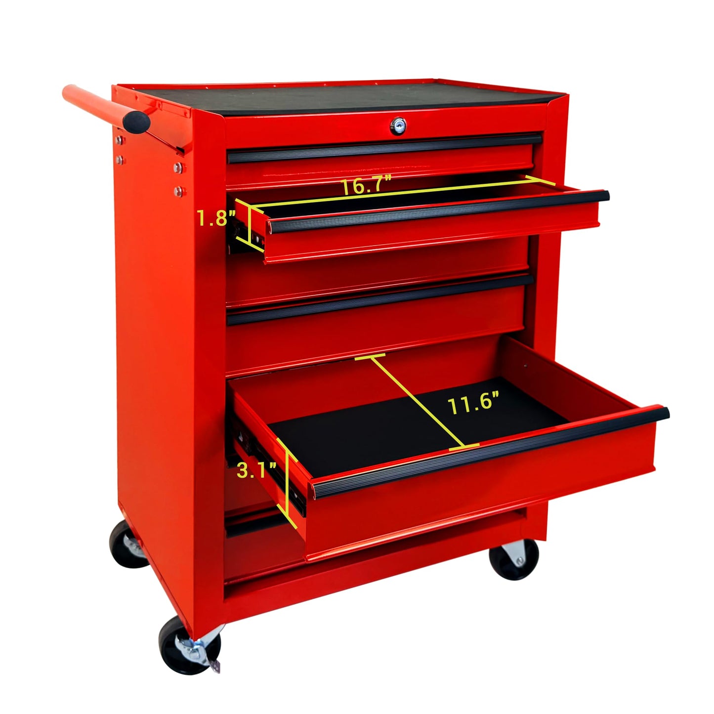 KEIKI 20 Inch Rolling Metal Tool Chest with 7 Drawers, Heavy Duty Steel Tool Cabinet on Wheels, Ball Bearing Slides Lockable Storage Cart Organizer for Garage Workshop Mechanic Repair, Red