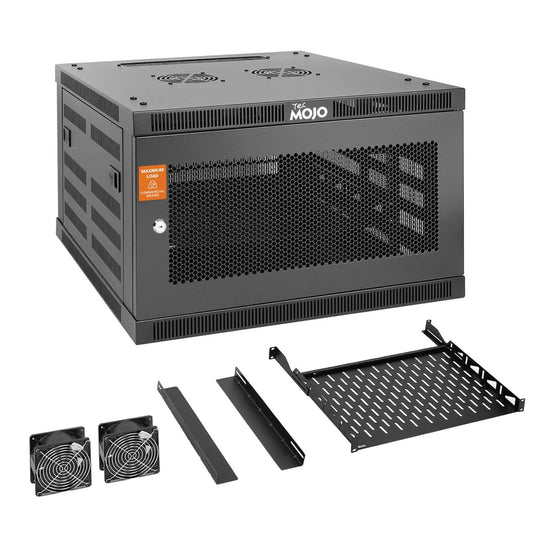 Tecmojo 6U Wall Mount Rack Cabinet, Heavy-Duty 176 Lbs High Load Capacity, 19” Enclosed Server Network Rack with Mesh Door, 23.6” Deep – Elite Collection