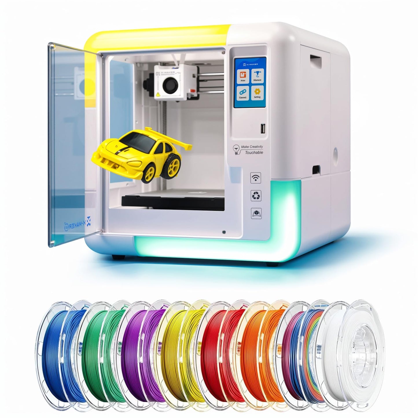 AOSEED 3D Printer for Kids & Beginners, AI-Powered Toy Maker with Leveling-Free Design, 400mm/s Speed, 17+ Design Modules, 8 PLA Filaments, Enclosed Mini 3D Printer for Home & School, X-Maker AI+