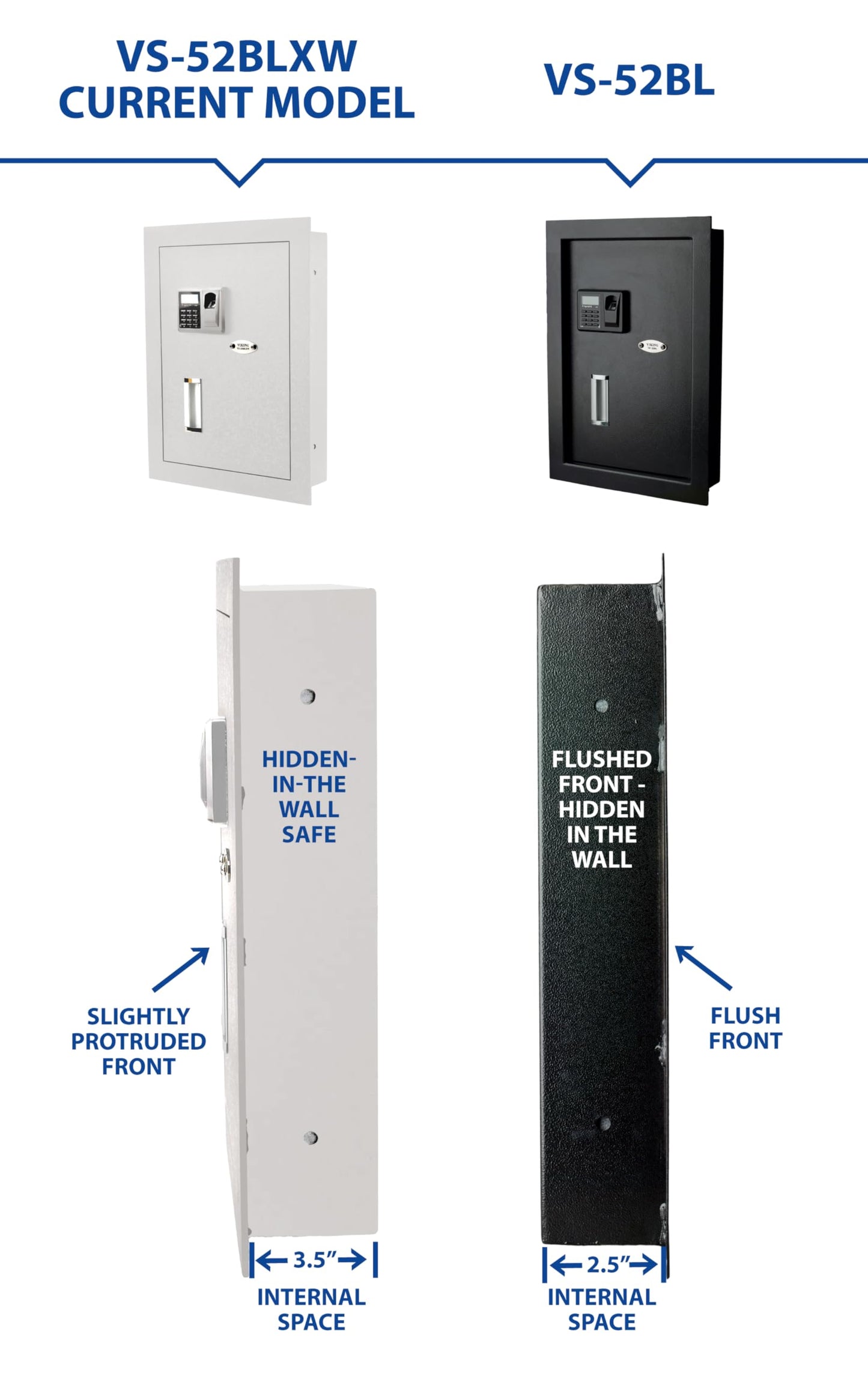 Viking Security Safe VS-52BLXW Heavy Duty Hidden in Wall Safe Biometric Fingerprint