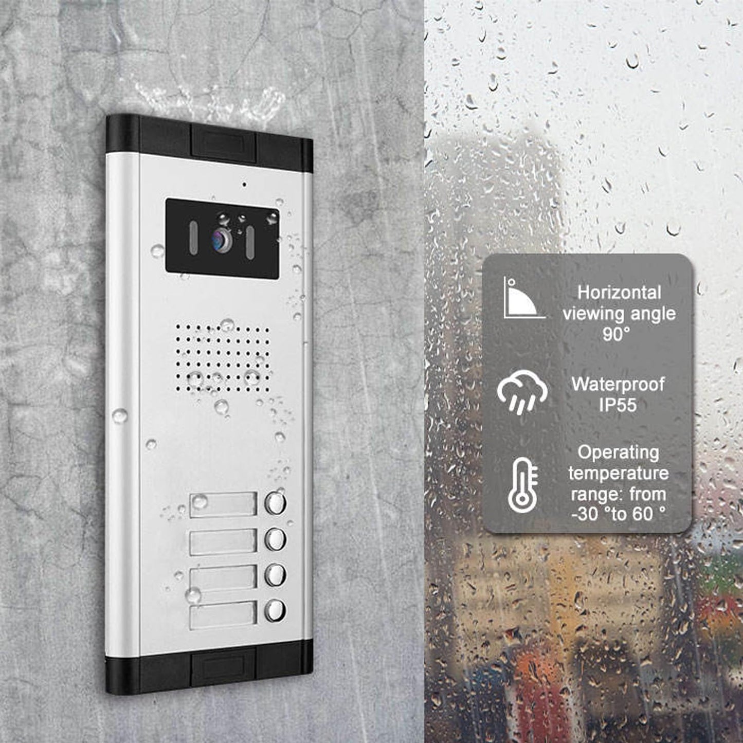 Wired Video Apartment Intercom System,2/3/4/5/6/8/10/12 Units Family 7 inch Monitor Video Door Phone Kit,Indoor Outdoor Video Doorbell,2 Way Audio for Home (1 Doorbell + 4 Monitor)