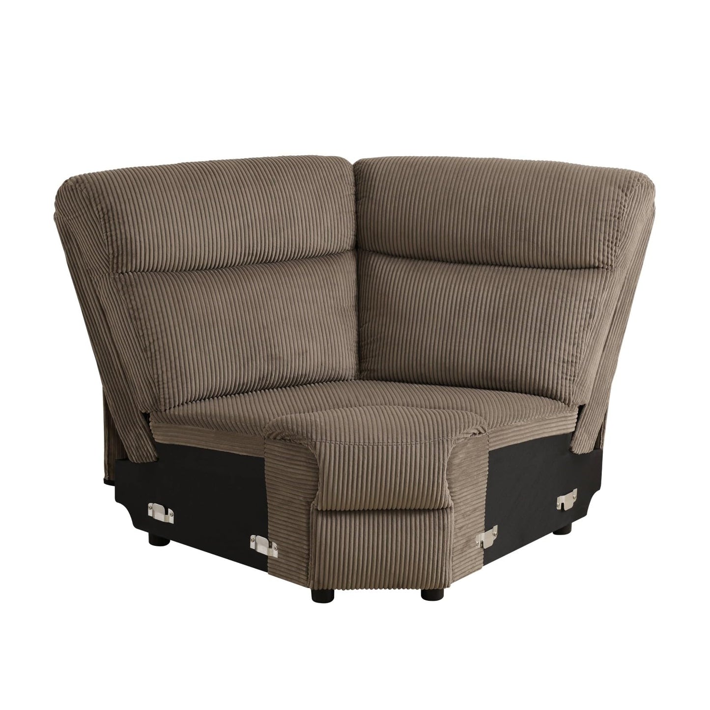 UOCFYK Recliner Sectional Sofa Set, L-Shaped Reclining Couch with 2 Recliner Seats, Reclining Corner Couches with Cup Holder and Storage Console for Home Theater & Living Room, Light Brown